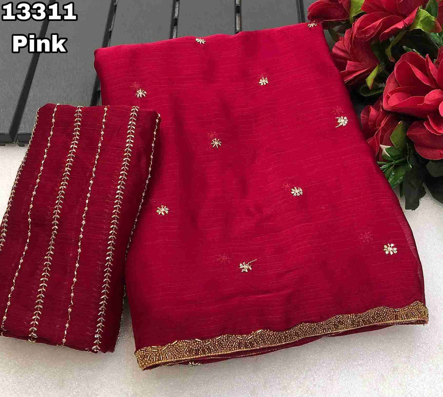 Chiffon Embroidery Work Sarees