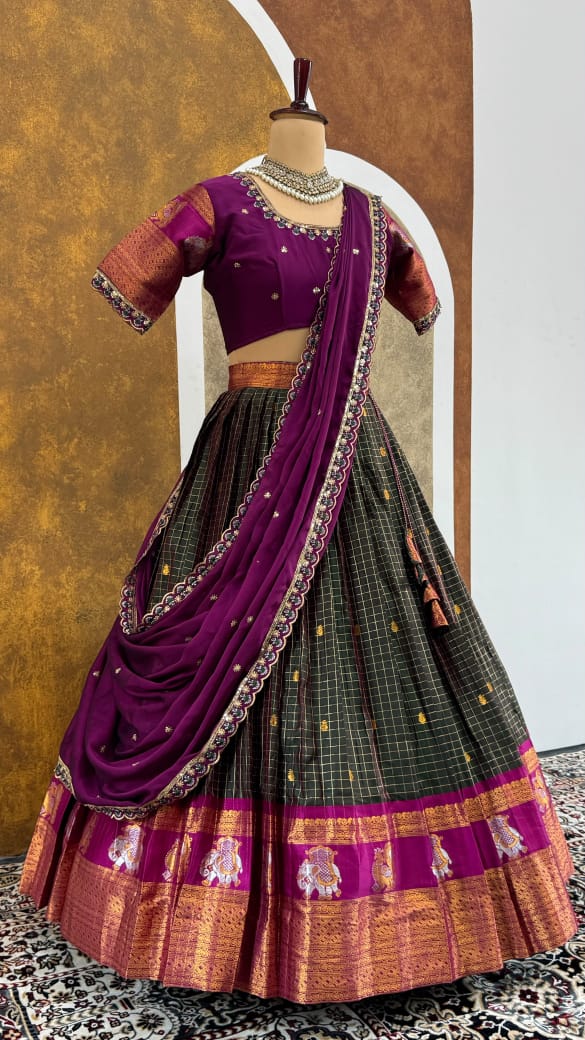 Premium Quality Pure Gadhwal Silk Fully Stitched Lehenga