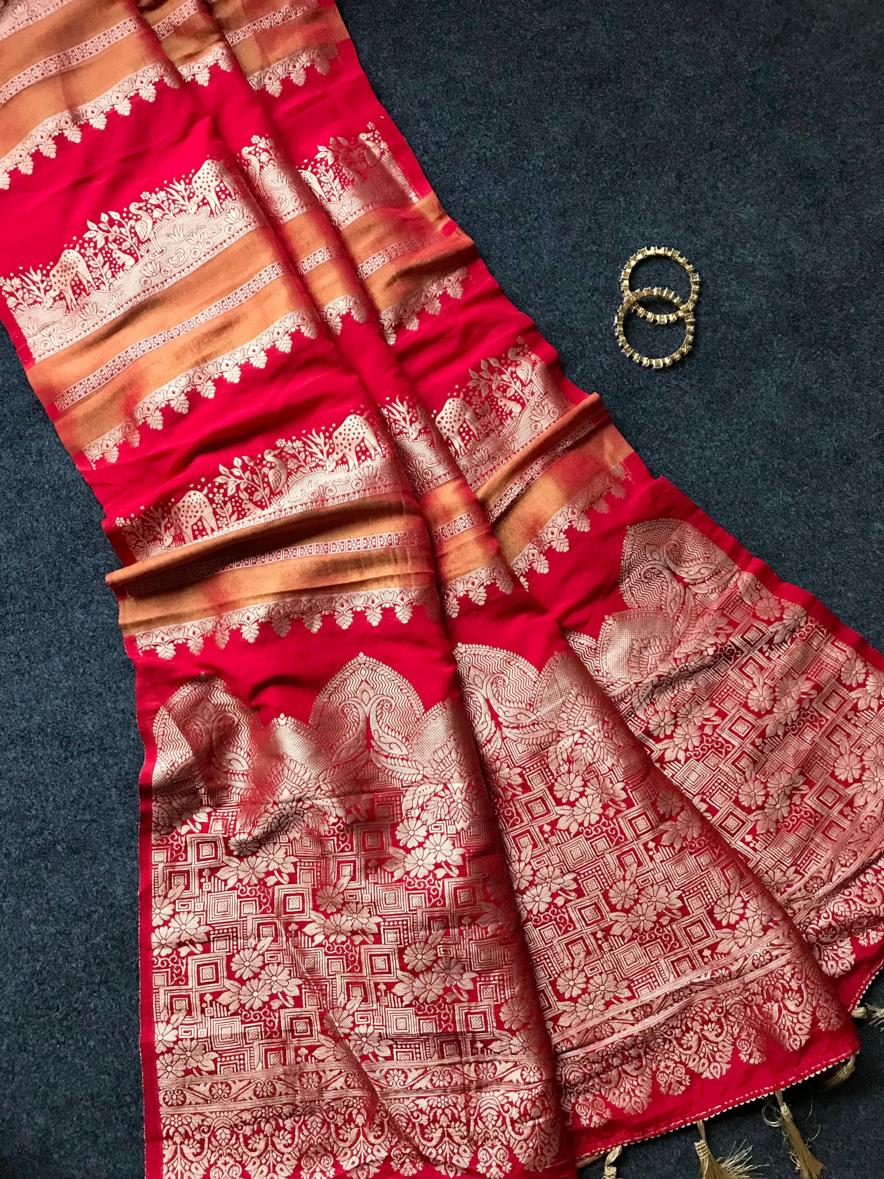 Premium Soft Banarasi Crepe Tissue Silk Sarees