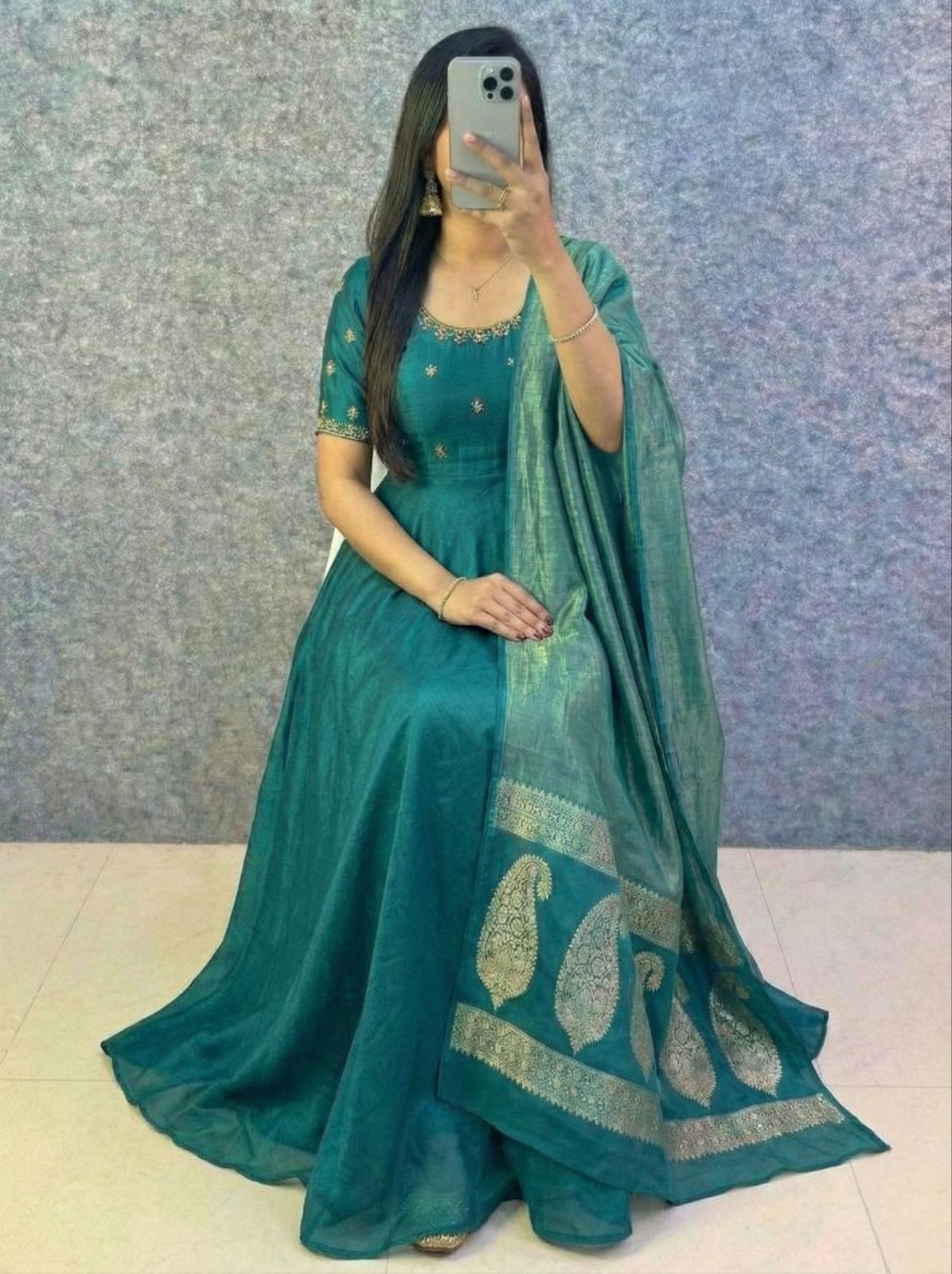 Trending Big Boss Tanuja Style Maggam Work Gown