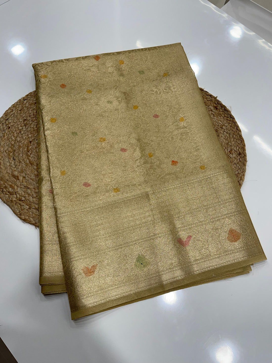 Light Weight Full Golden Tissue Silk Saree
