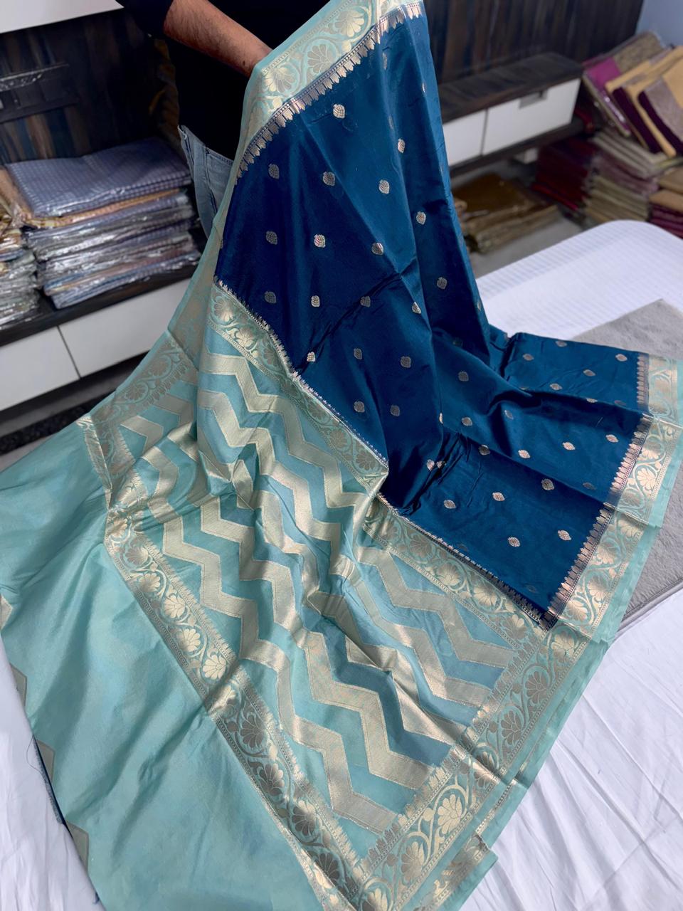 Banarasi Raw Mango Silk Saree with latest small border