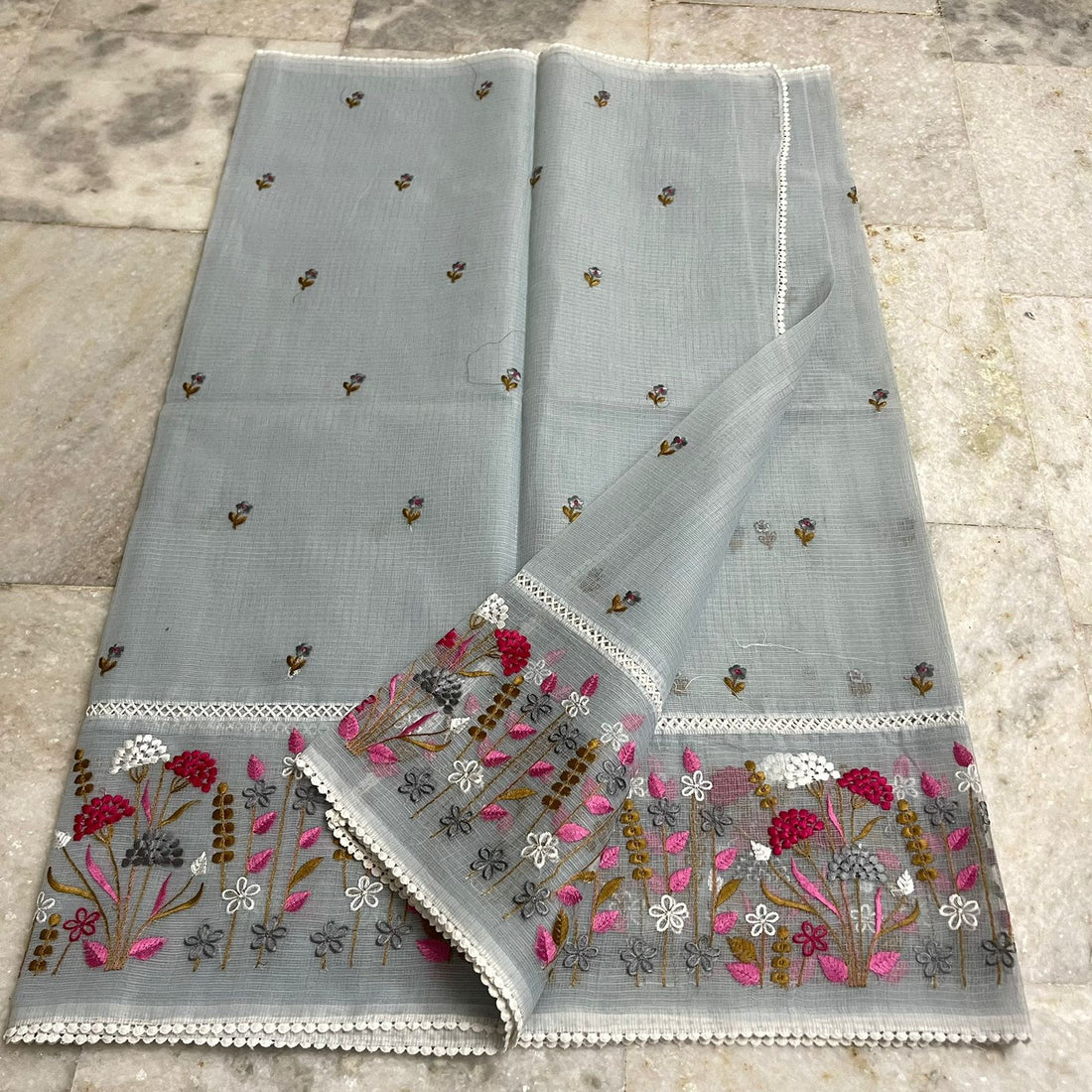 Kota soft cotton with crochet lace work