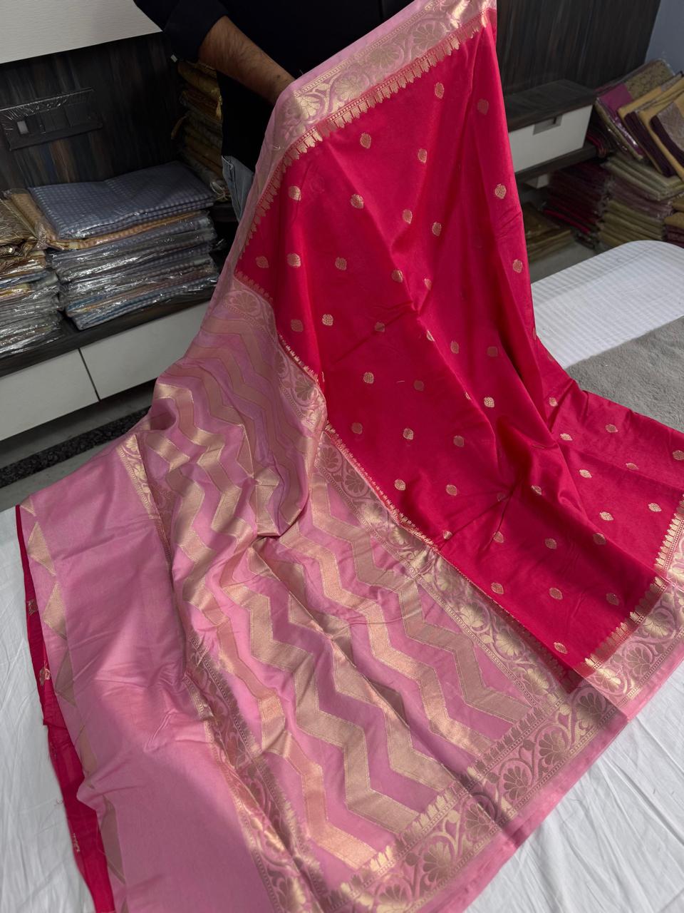Banarasi Raw Mango Silk Saree with latest small border