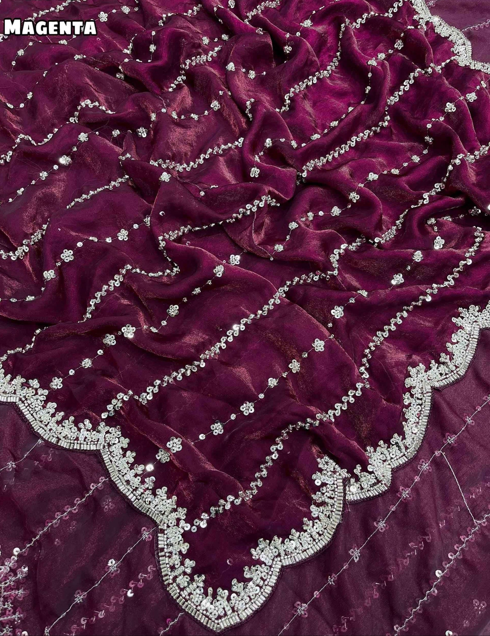 Space Silk Saree with Premium Beads Handwork