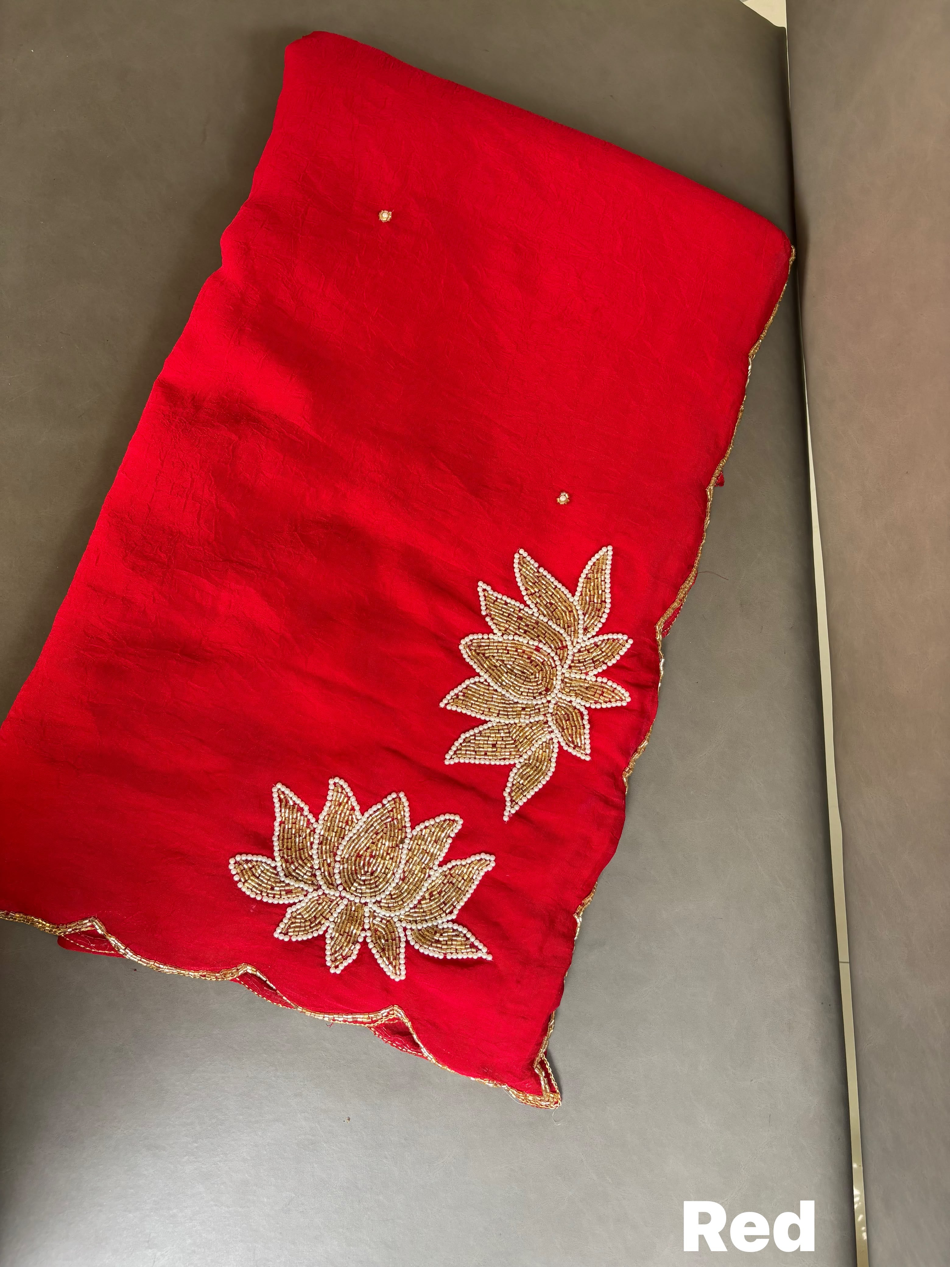 Soft Rangoli Crush Sarees with Handwork
