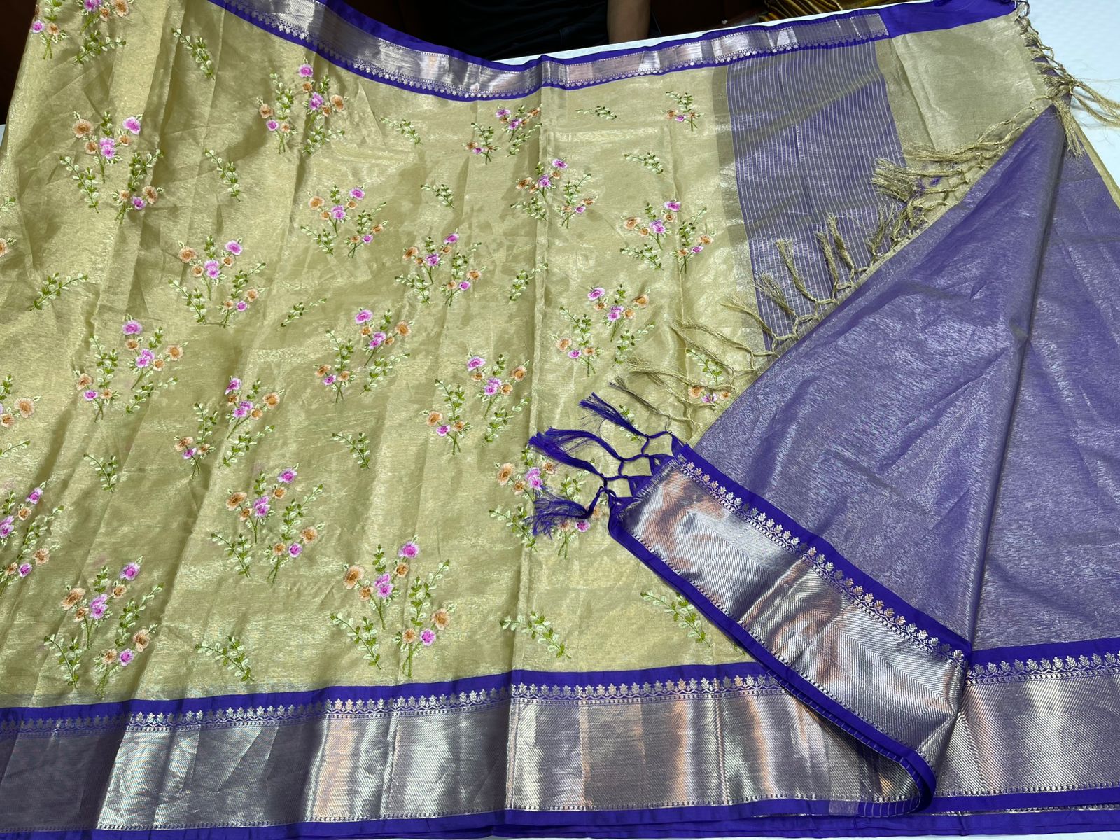 Elegant Banarasi Golden Tissue with Meenakari Work