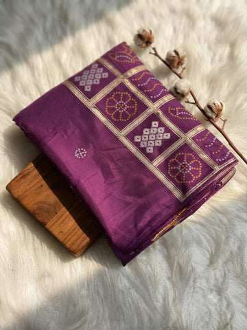Semi Mysore Silk Sarees with Bandhni Pallu