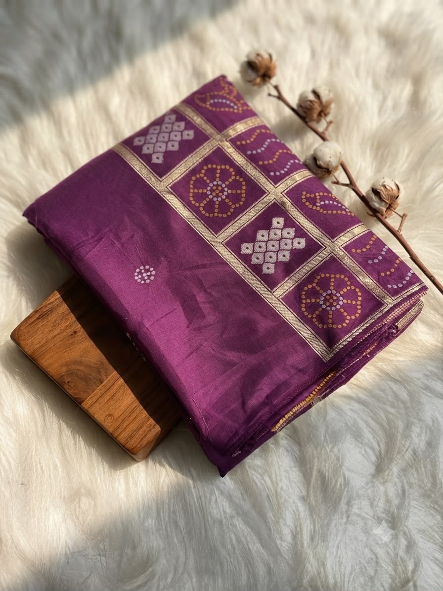 Semi Mysore Silk Sarees with Bandhni Pallu