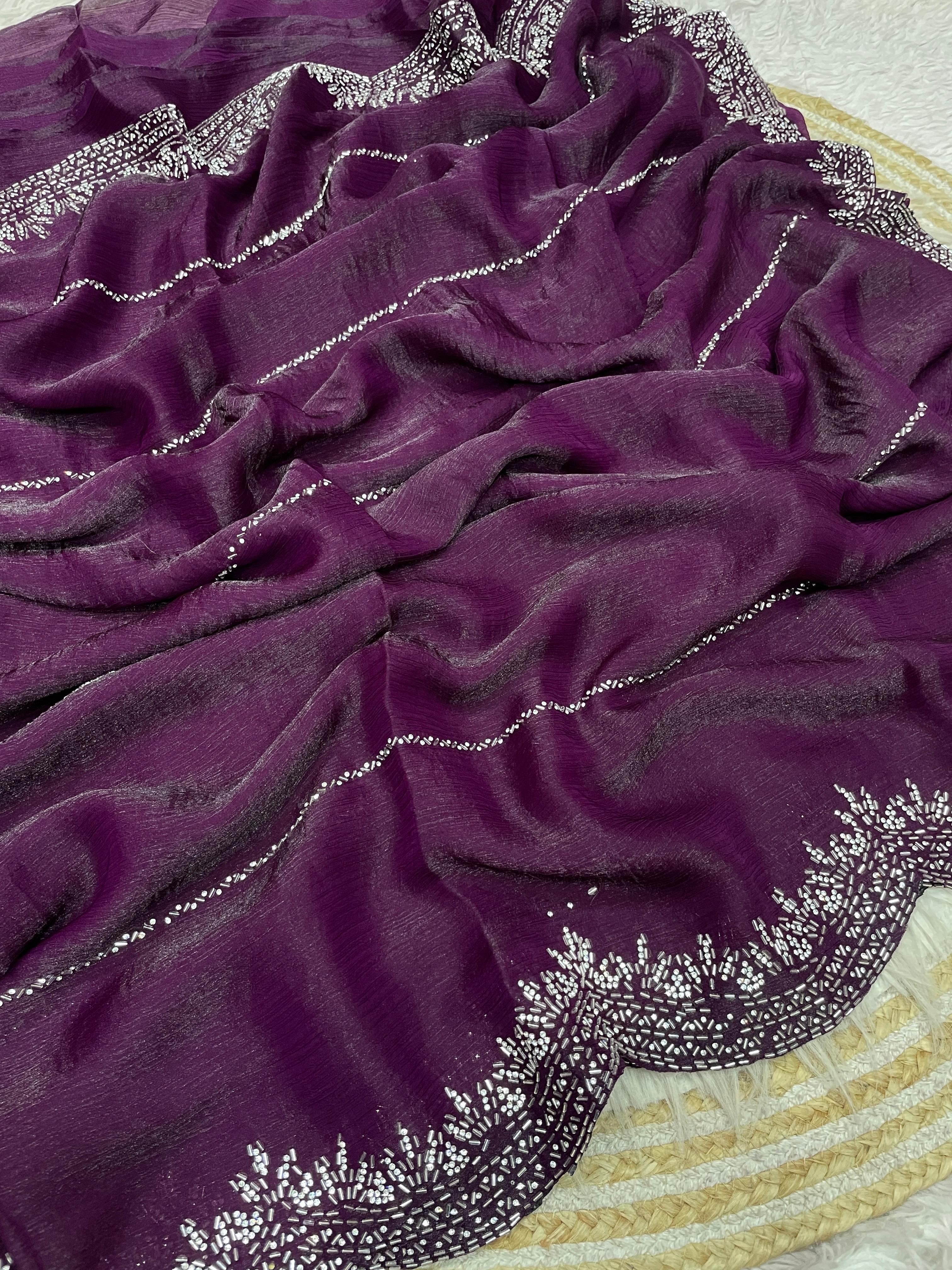 Fendy chiffon with Swarovski work