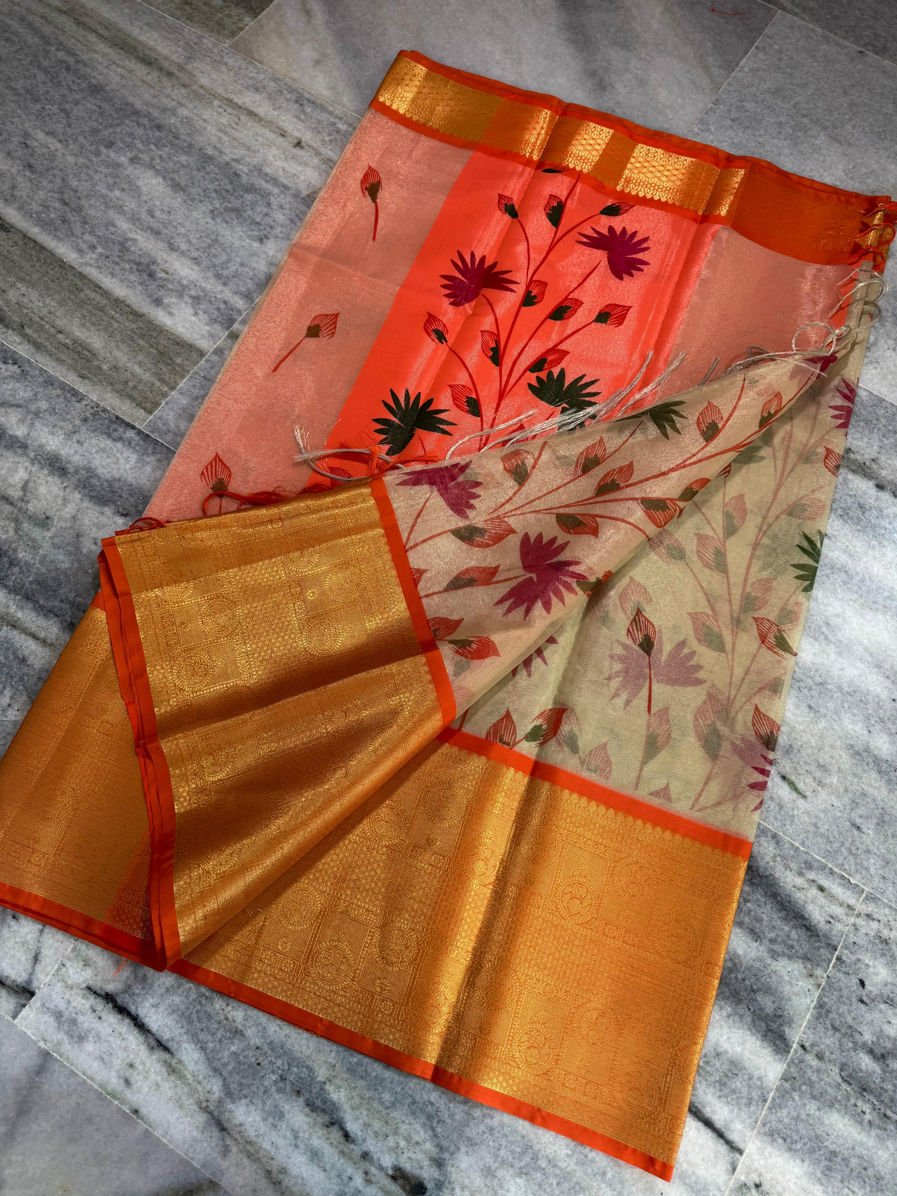 Banarasi Tissue Silk Saree with Kanchi Border