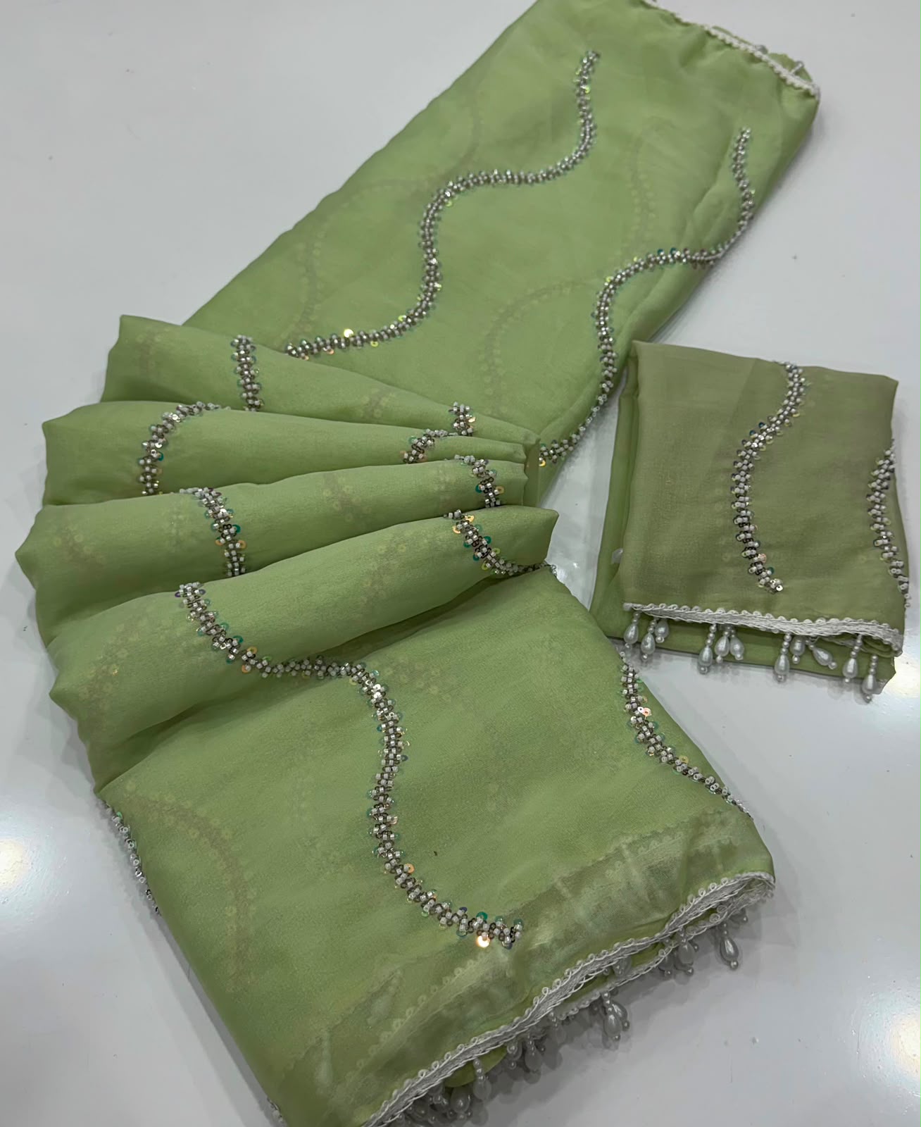 Georgette maggam work sarees