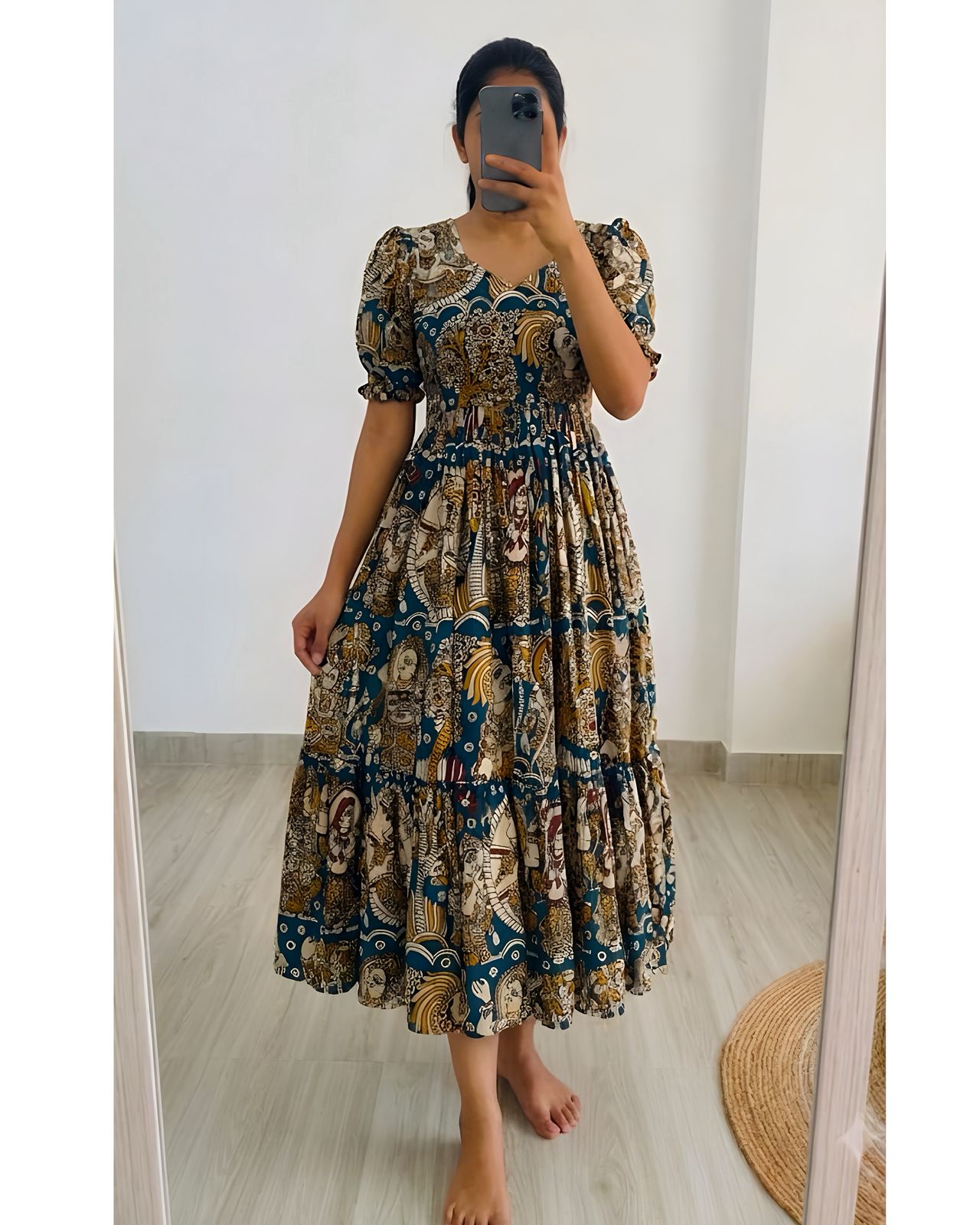 Kalamkari Maxi Gown Soft Maslin Cotton with Digital Print