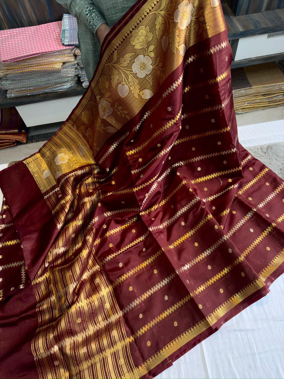 Soft Banarasi Green Mango Silk Sarees