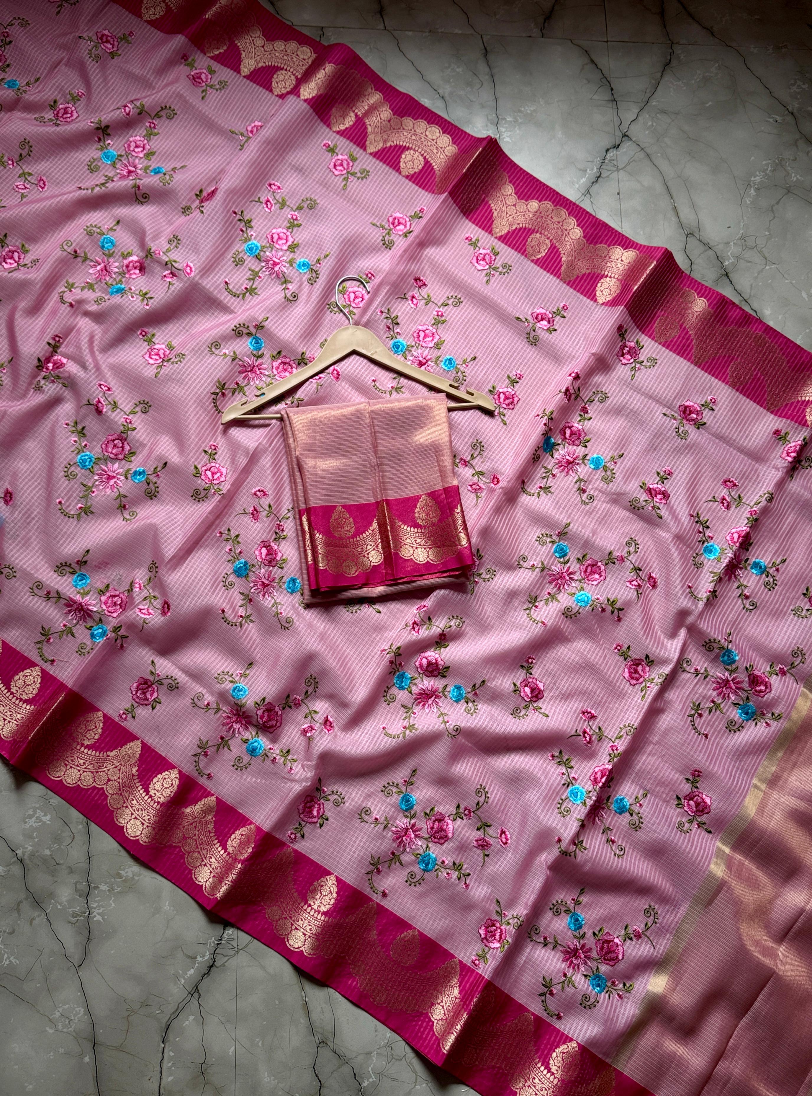 Banarasi Kota saree with embroidery