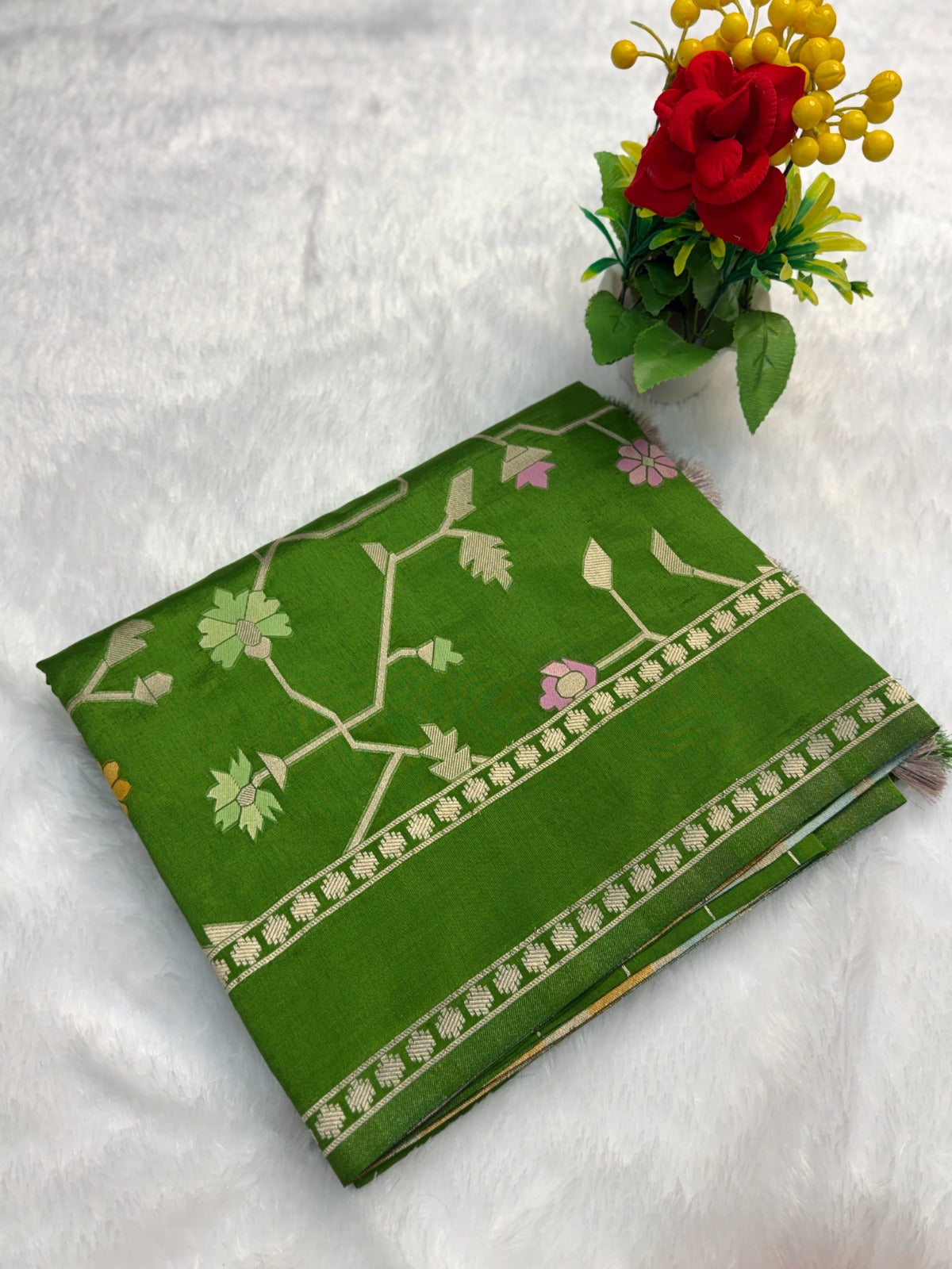 Banarasi silk sarees with jamdani weaving