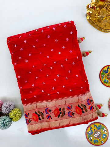 Pure Viscose Bandhini Sarees