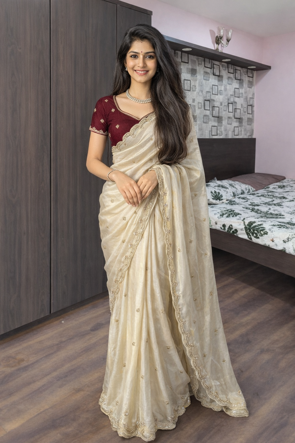 Space Silk with Premium Allover and Border Work