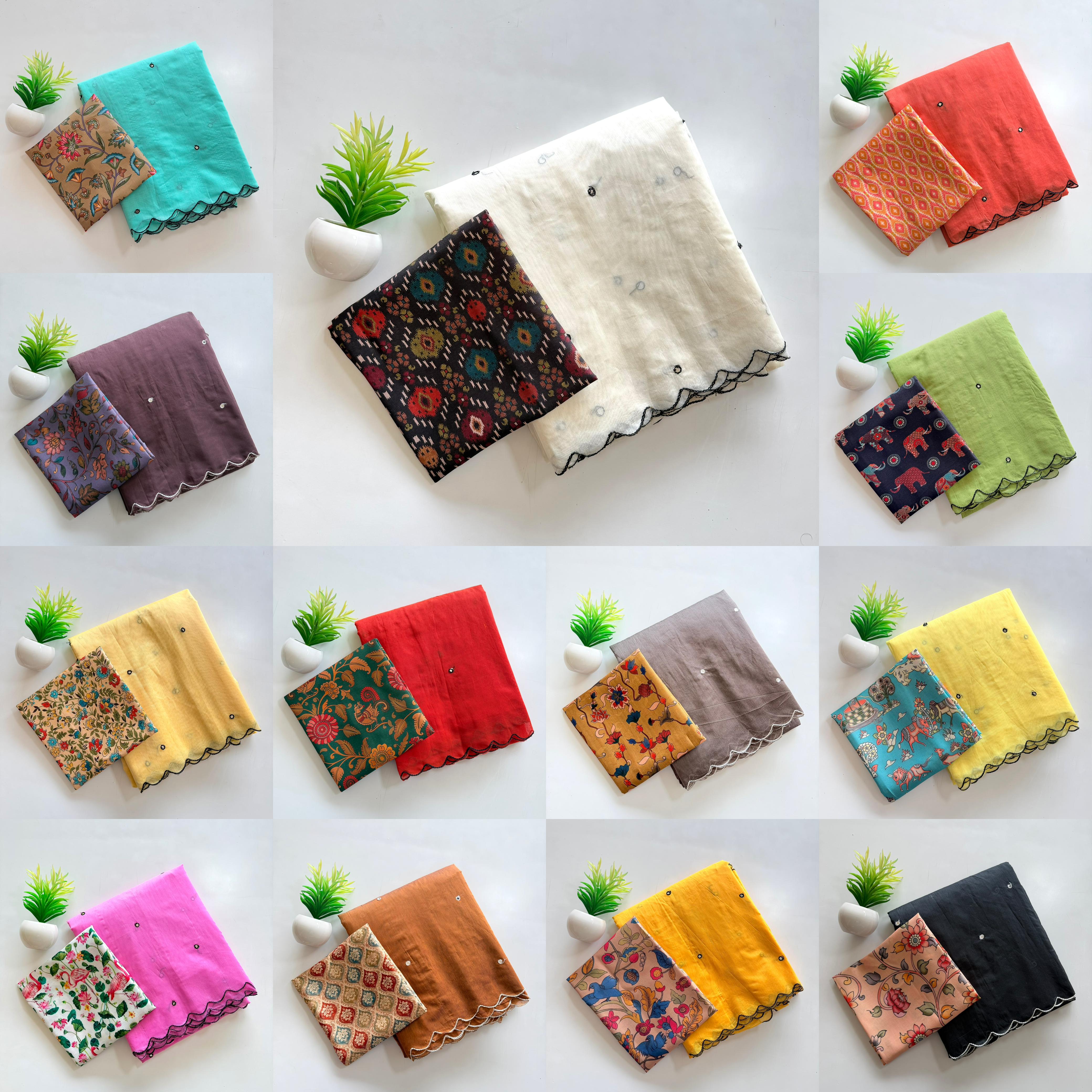 Soft Chanderi Saree with Beautiful handtouch mirror cover with thread work