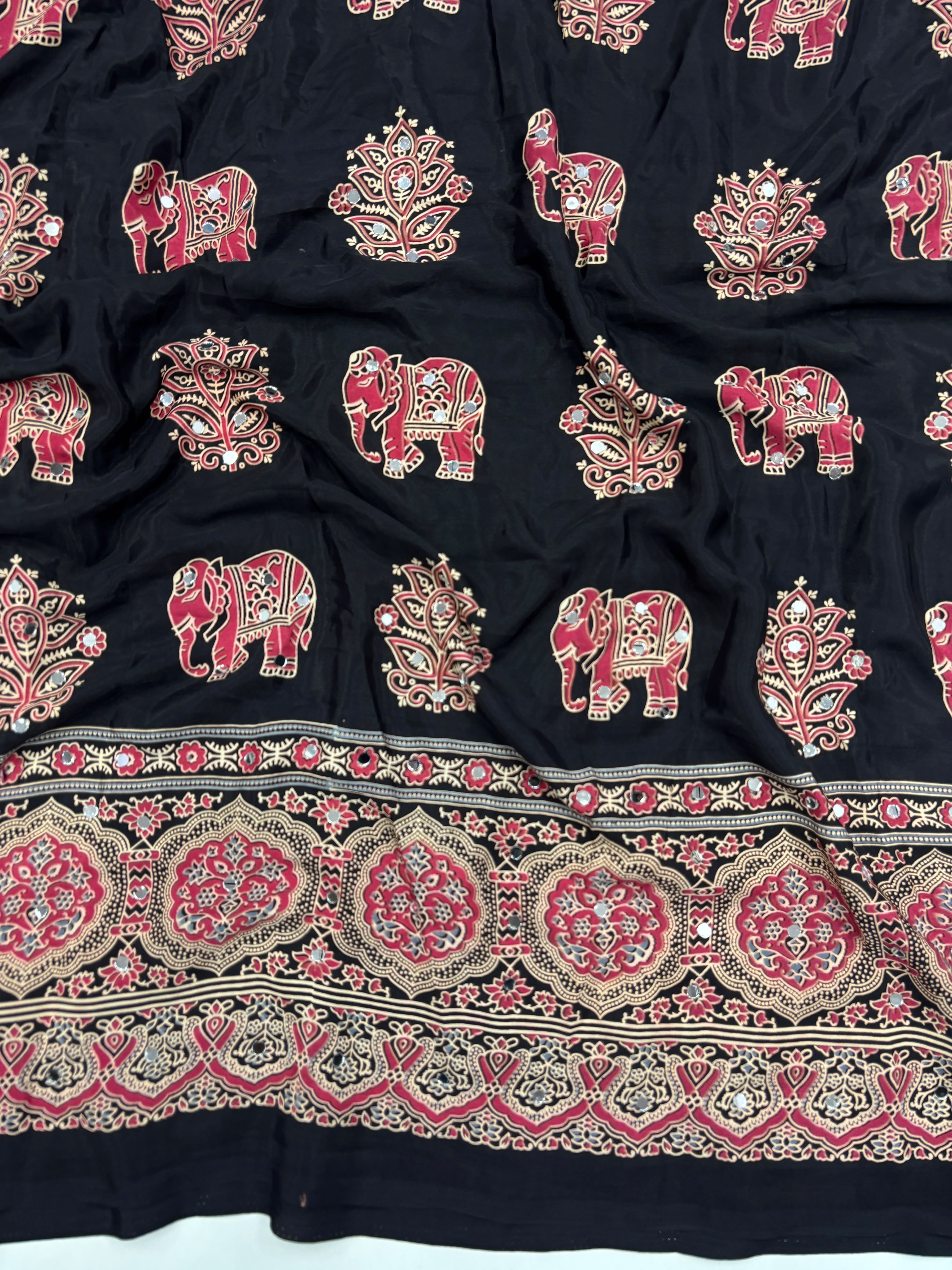 Ajrakh Mirror Work Sarees
