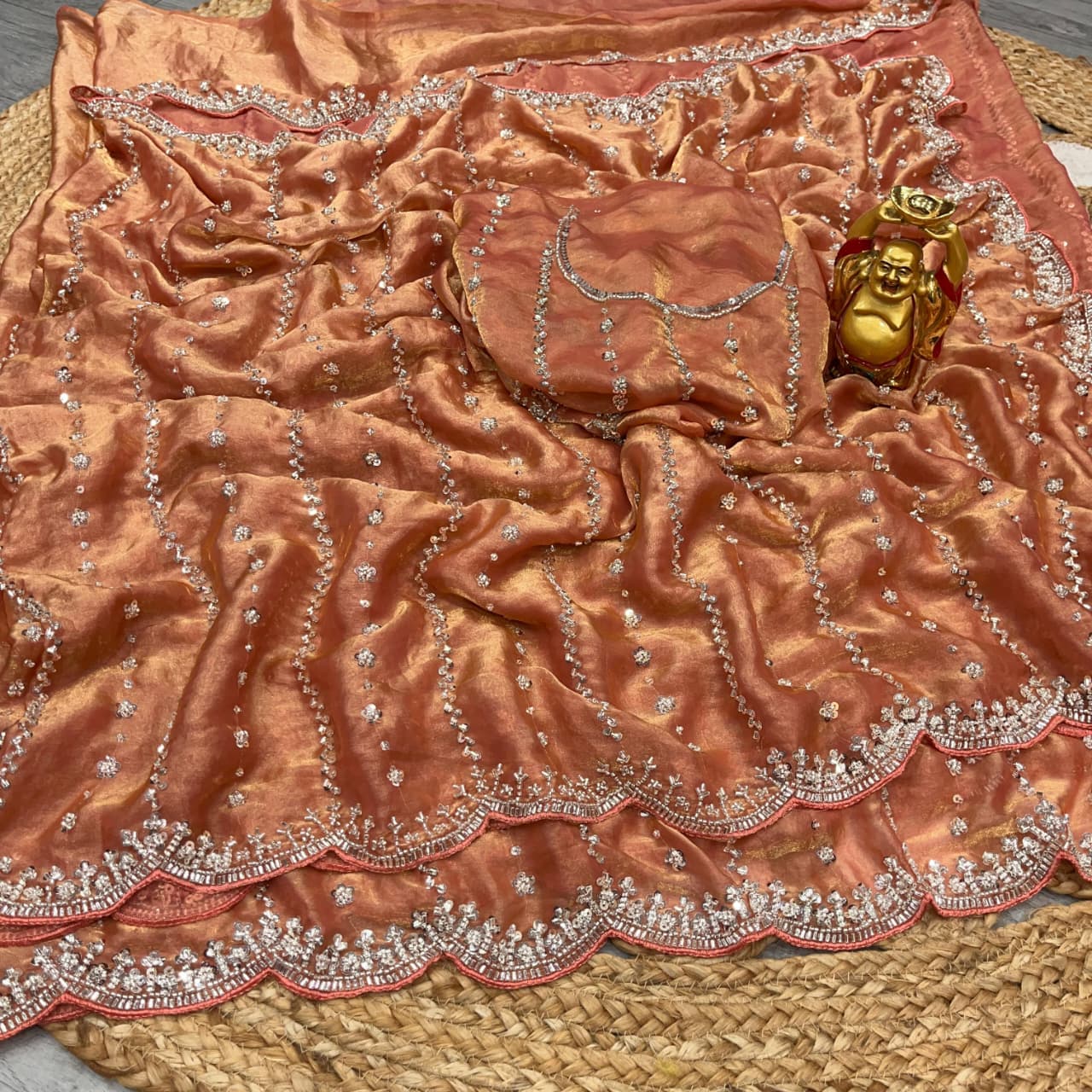 Space Silk Saree with Premium Beads Handwork