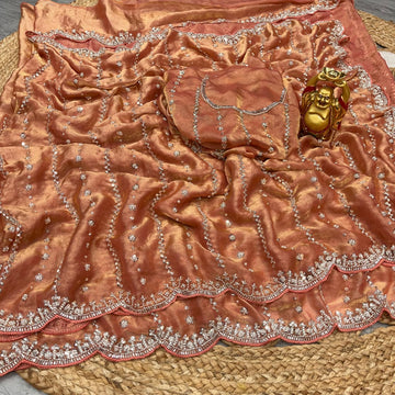 Space Silk Saree with Premium Beads Handwork