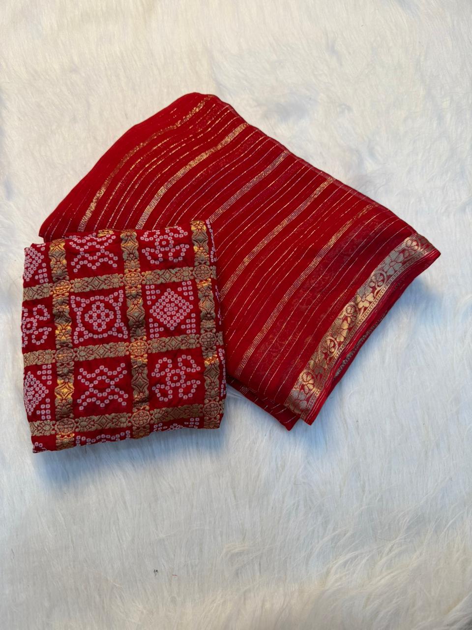 Pure Viscose Georgette with Bandini Blouse