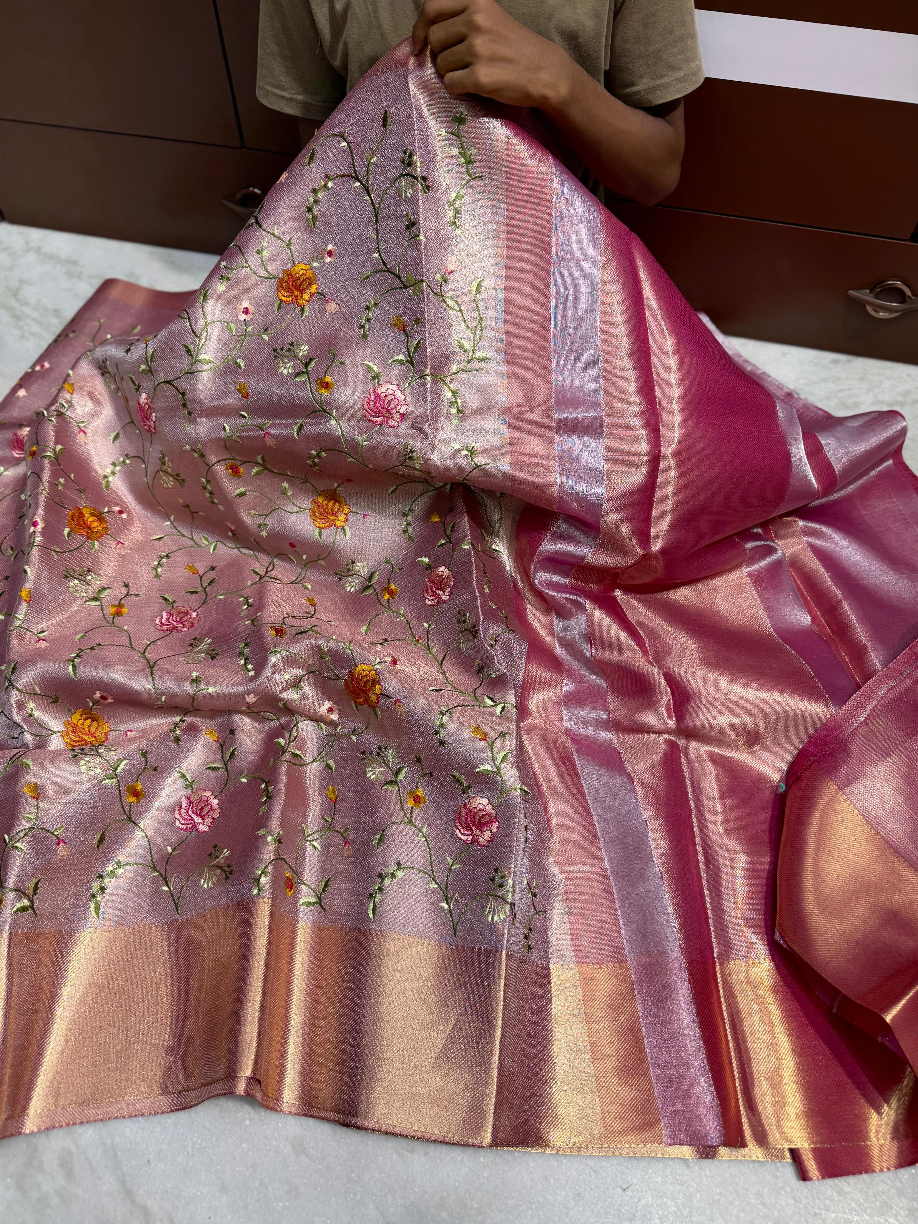Beautiful Banarasi Tissue Saree with embroidery