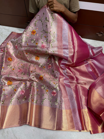 Beautiful Banarasi Tissue Saree with embroidery