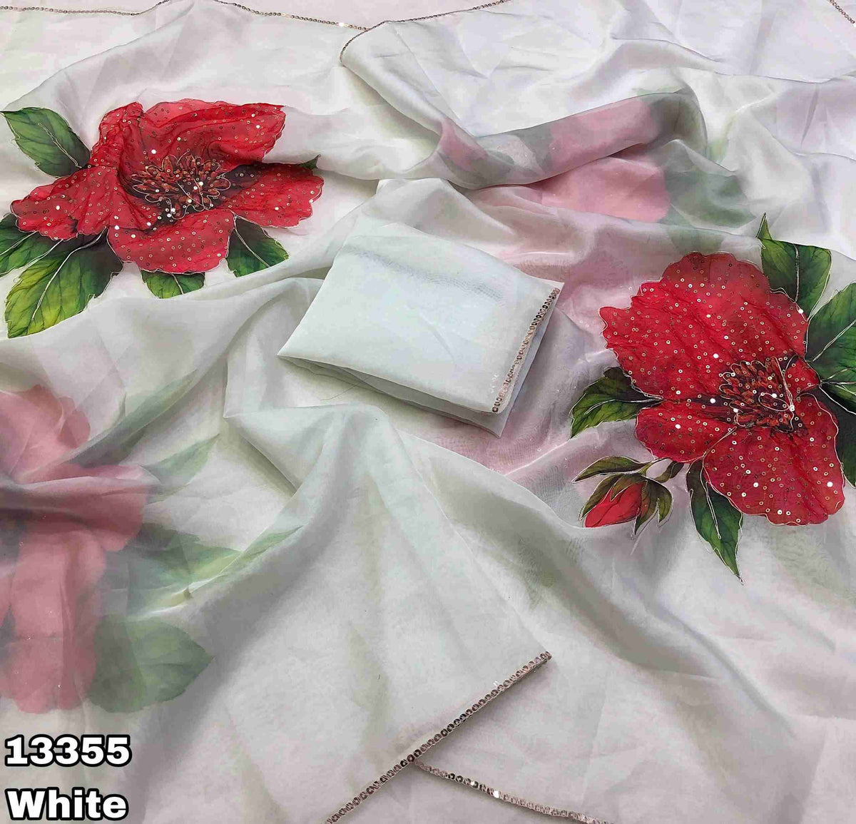 Tebby Organza Sequence Embroidery Work Sarees