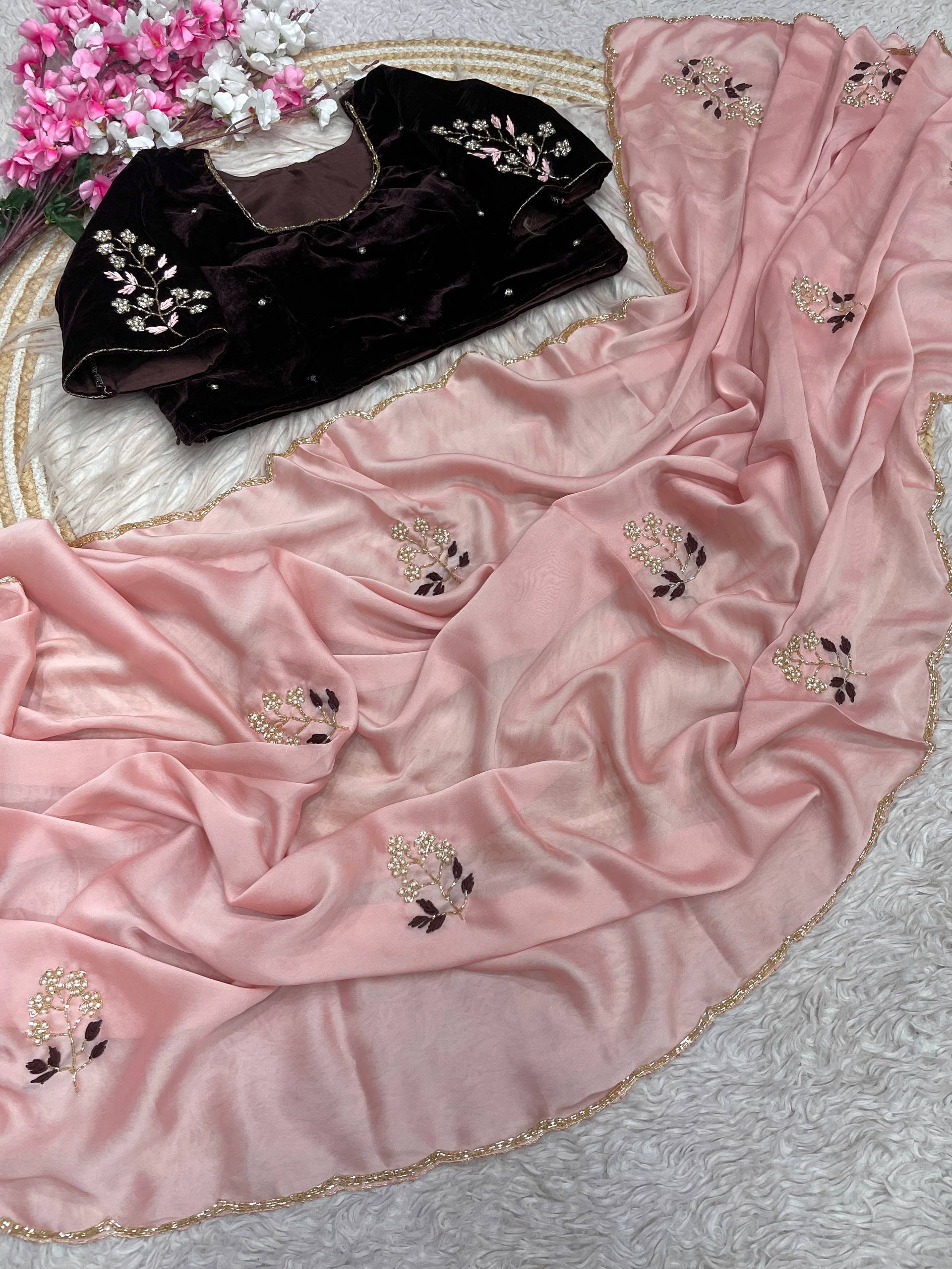 Elegant Rangoli Silk with Maggam Thread Work on Saree & Blouse