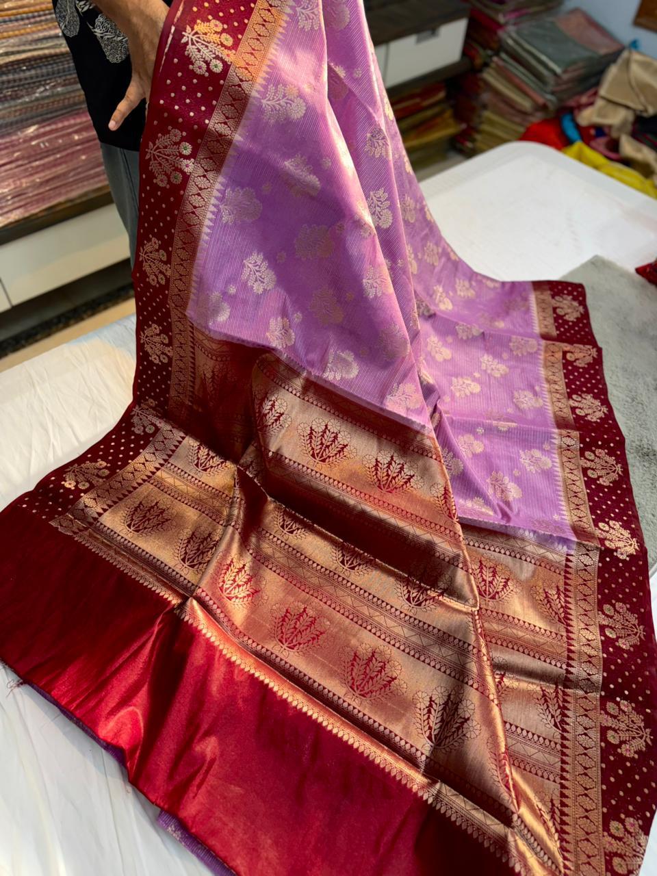 Premium Banarasi Green Mango Silk Sarees