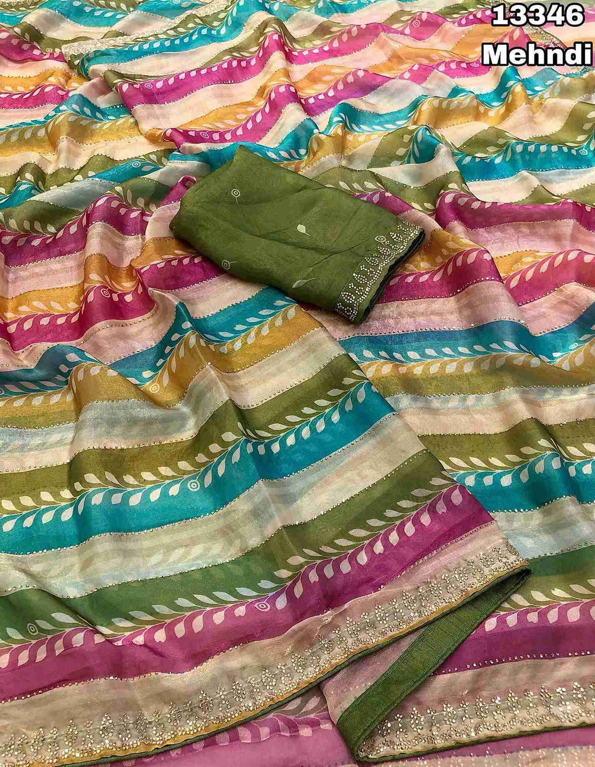Space Silk Saree with Jarkhan Siroski Work