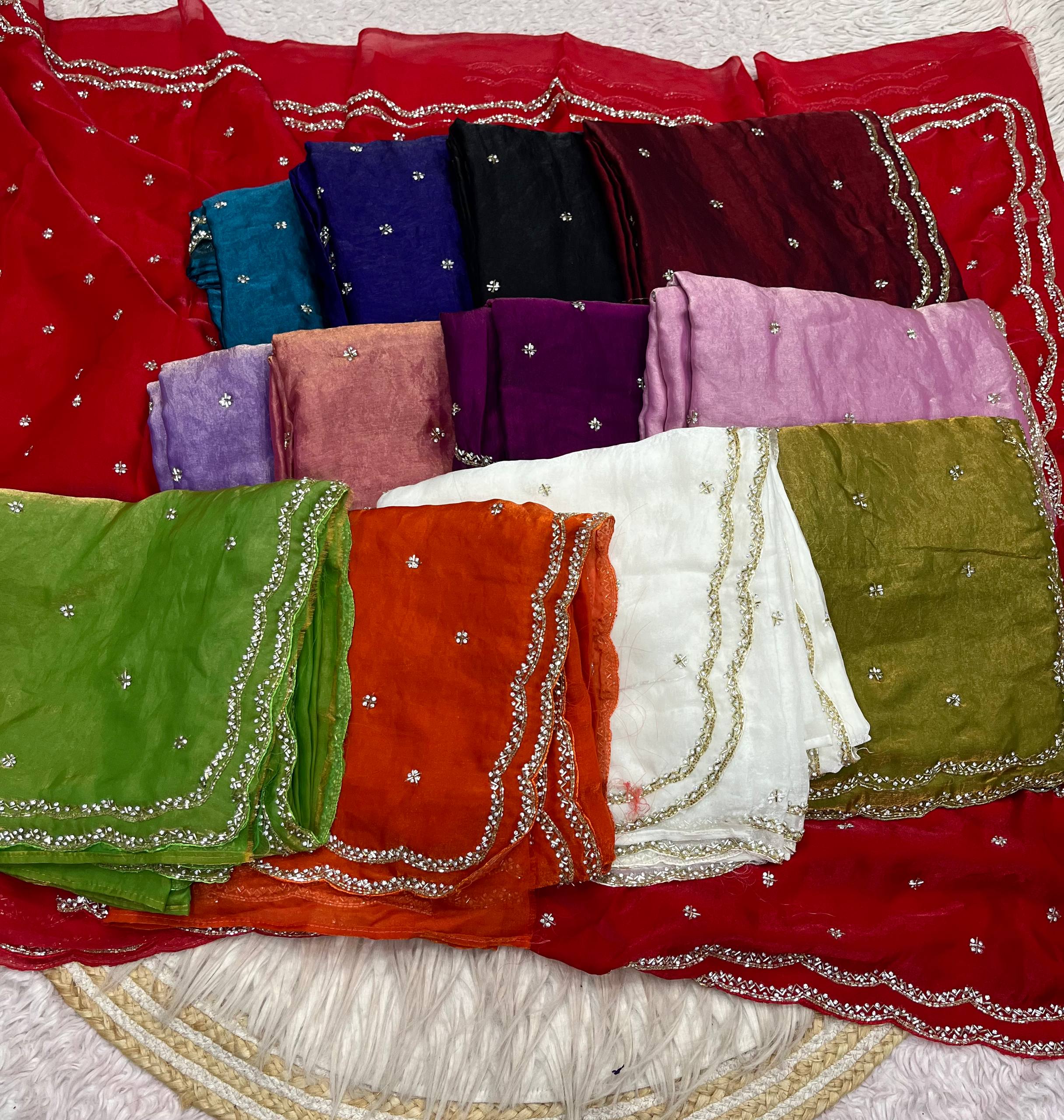 Space Silk Fandy sattin With Beautiful Khatli Cut Dana Handwork Along With Hand Diamond Work