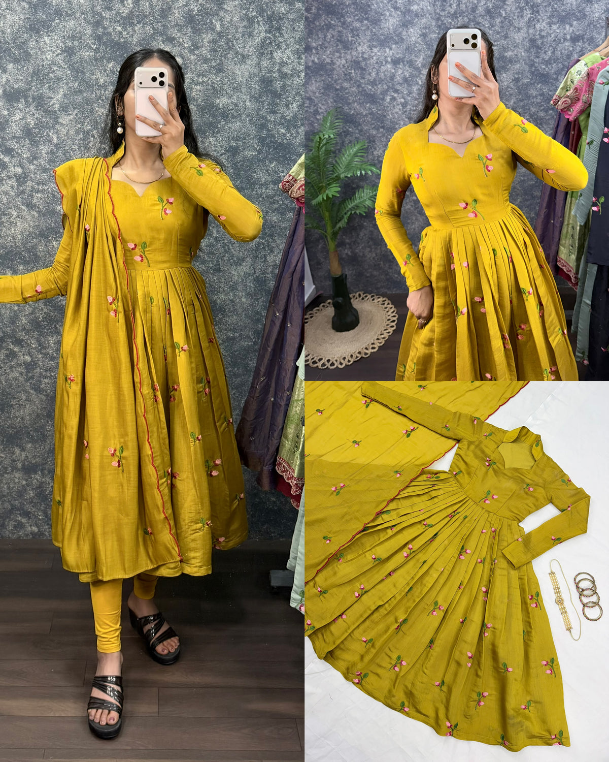 Premium South Mull Chanderi Anarkali with Dupatta