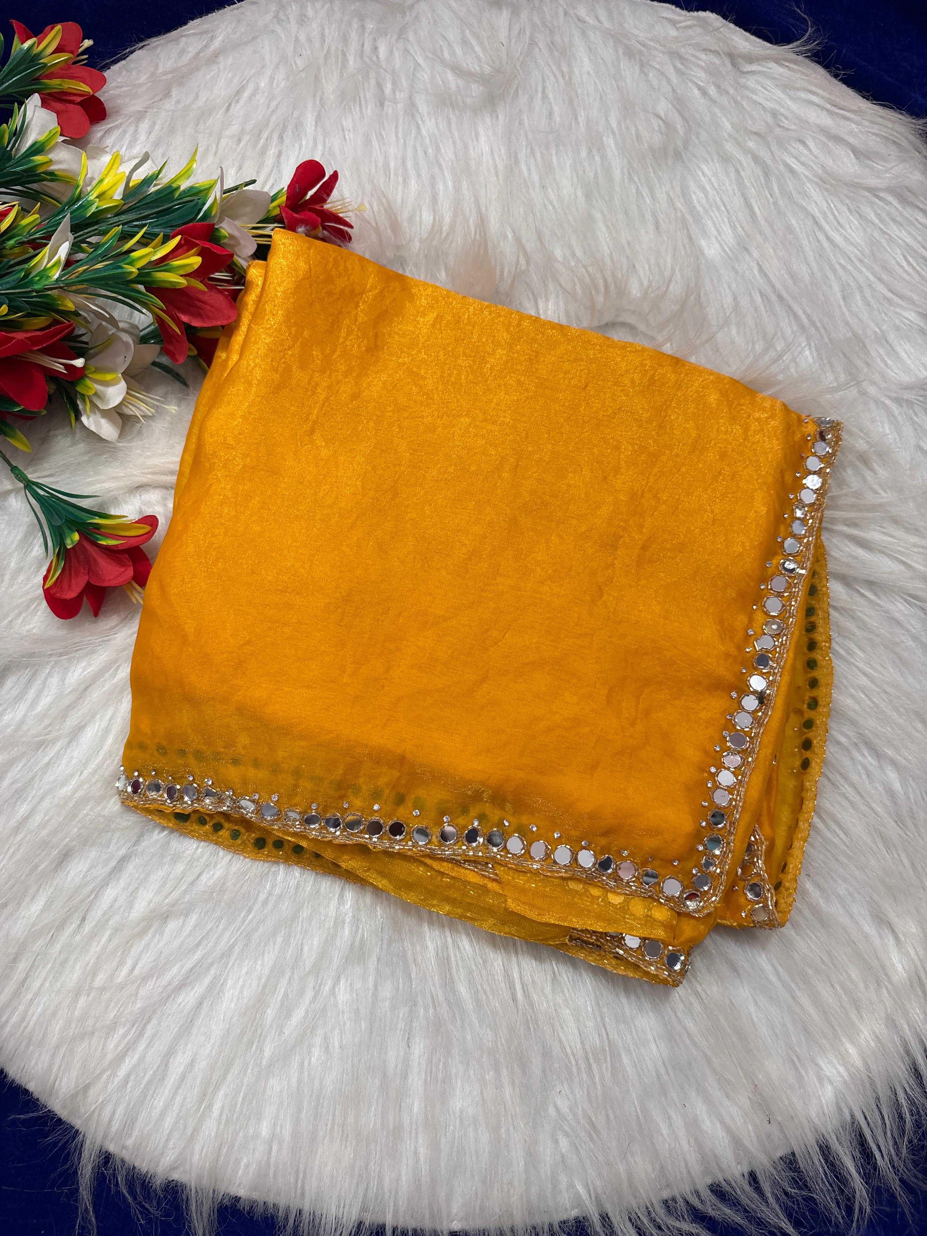 Cocktail mirror work sarees