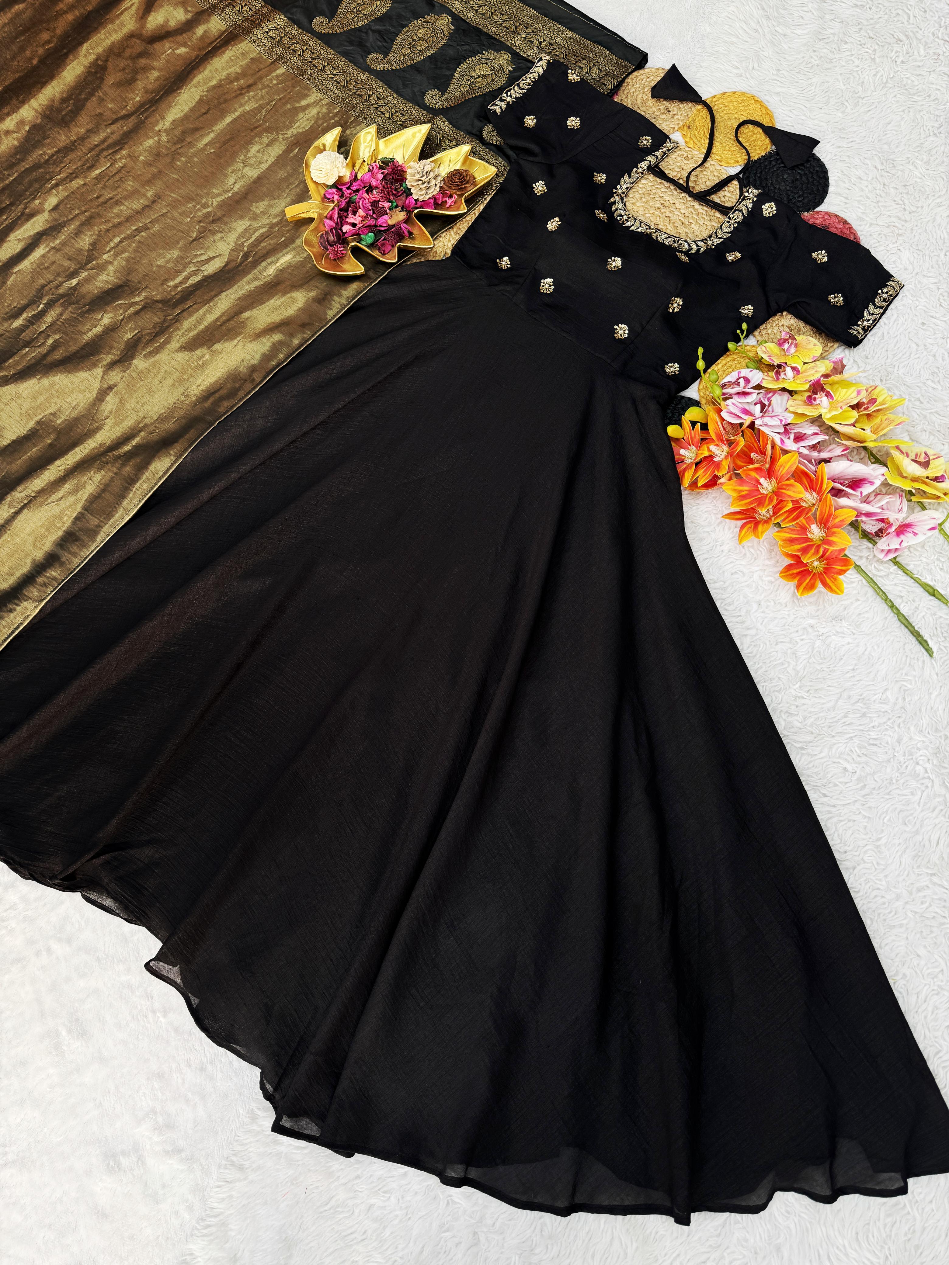Trending Big Boss Tanuja Style Maggam Work Gown