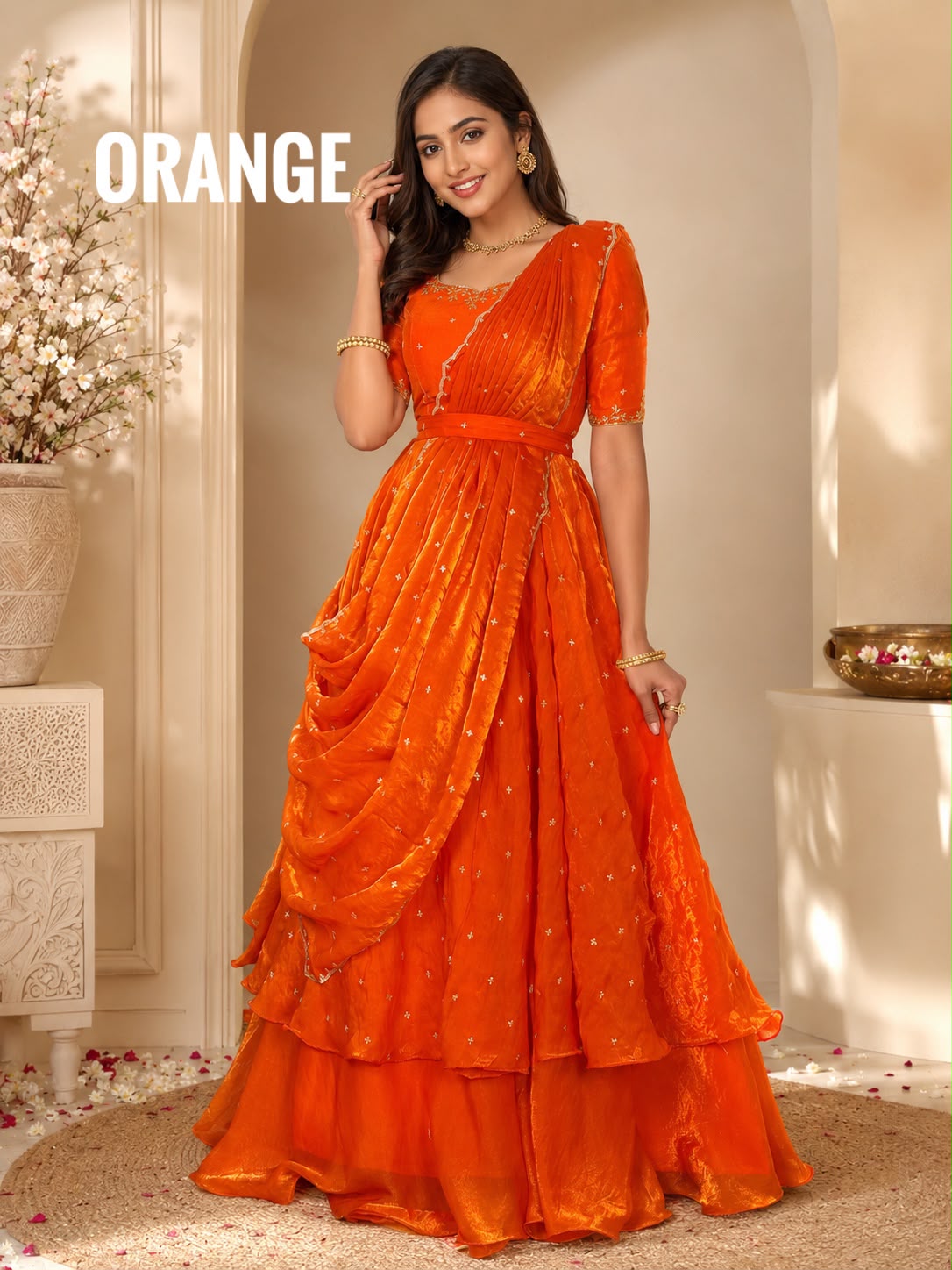 Beautiful Heavy Space Silk Lehenga Choli with Set Double Frill