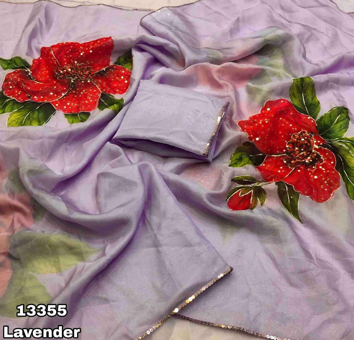 Tebby Organza Sequence Embroidery Work Sarees