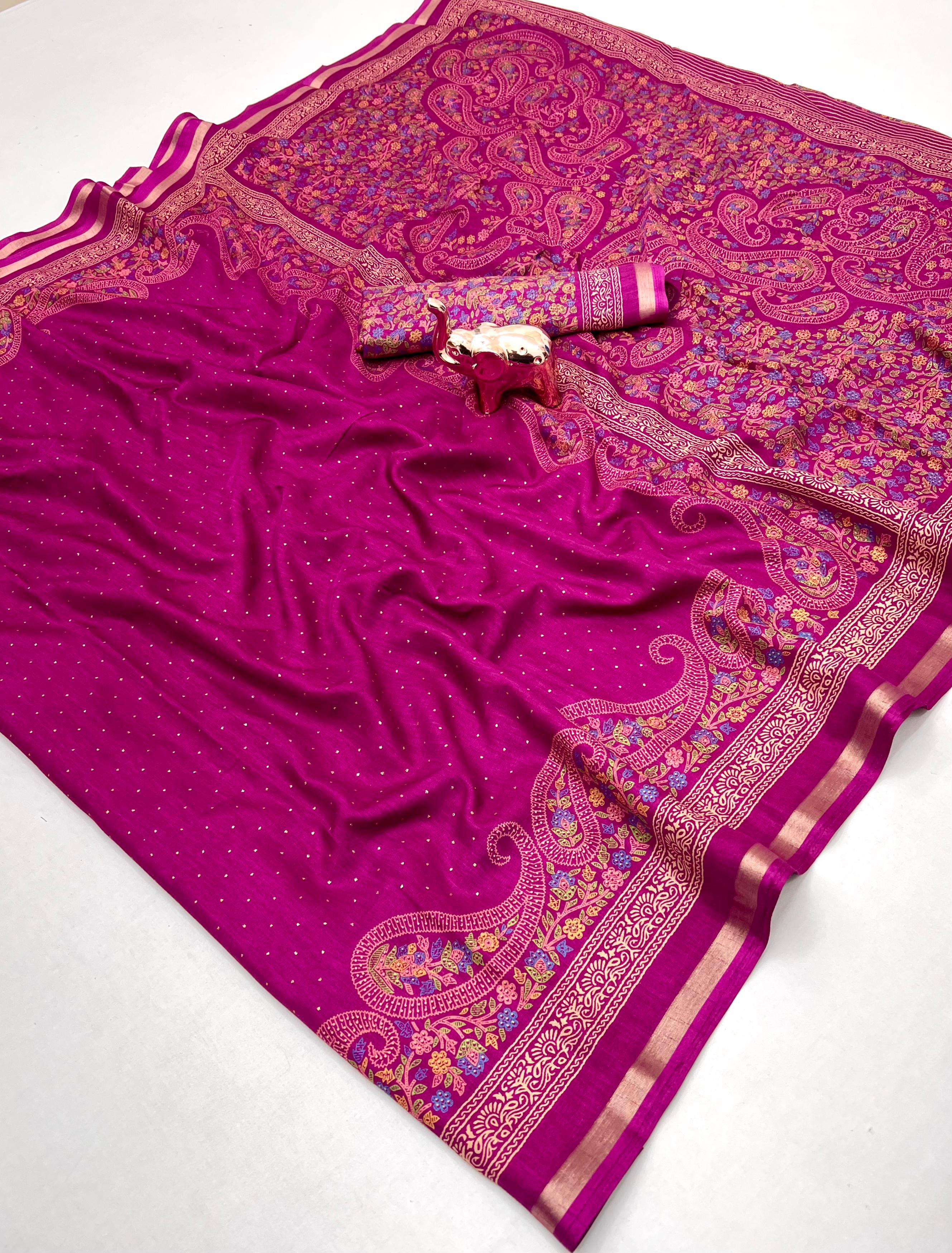 Pure Soft Tusser Saree with kashmiri motifs