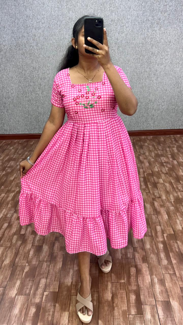 Cambric Cotton Designer Frocks