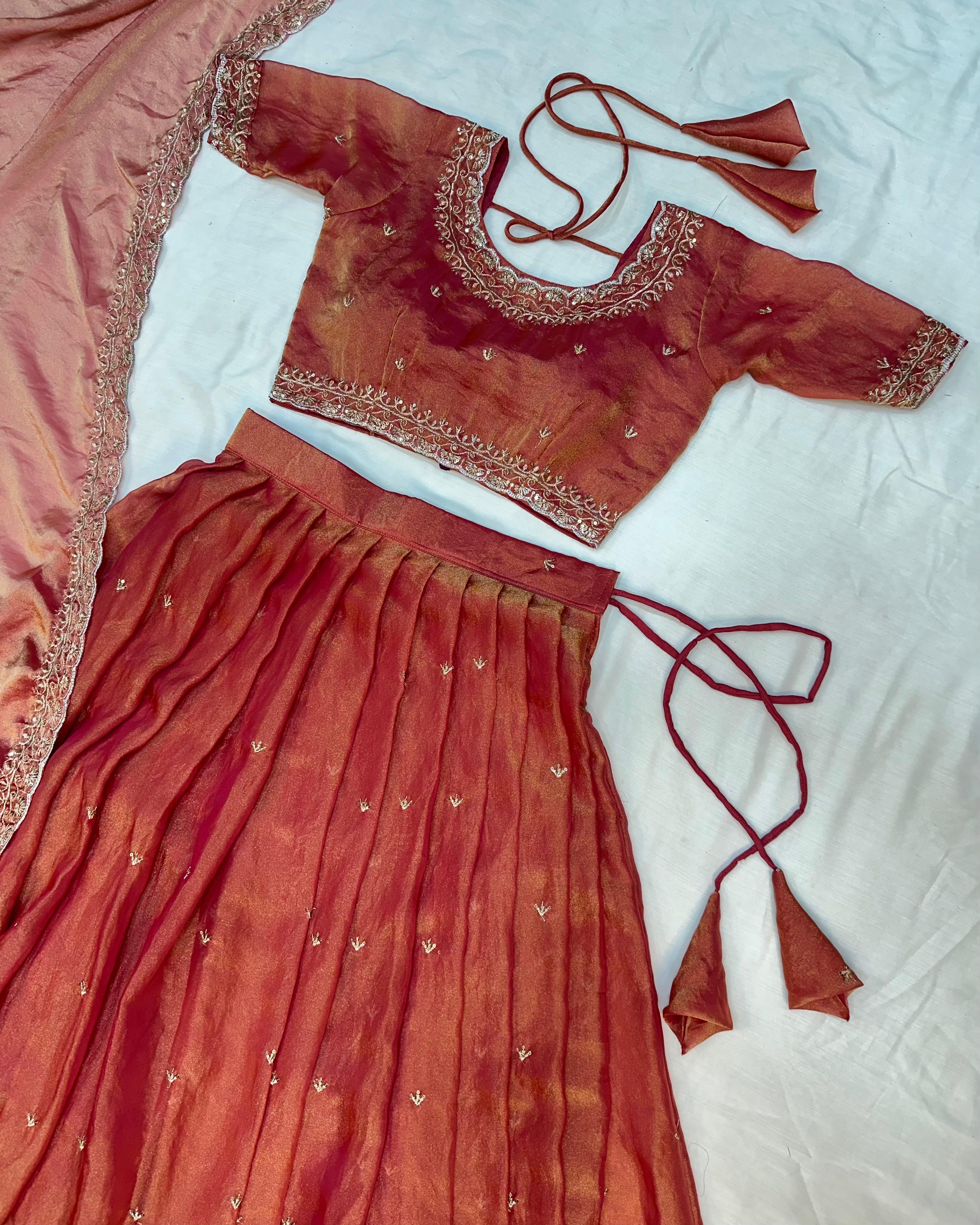 Premium Tissue Silk Lehangas