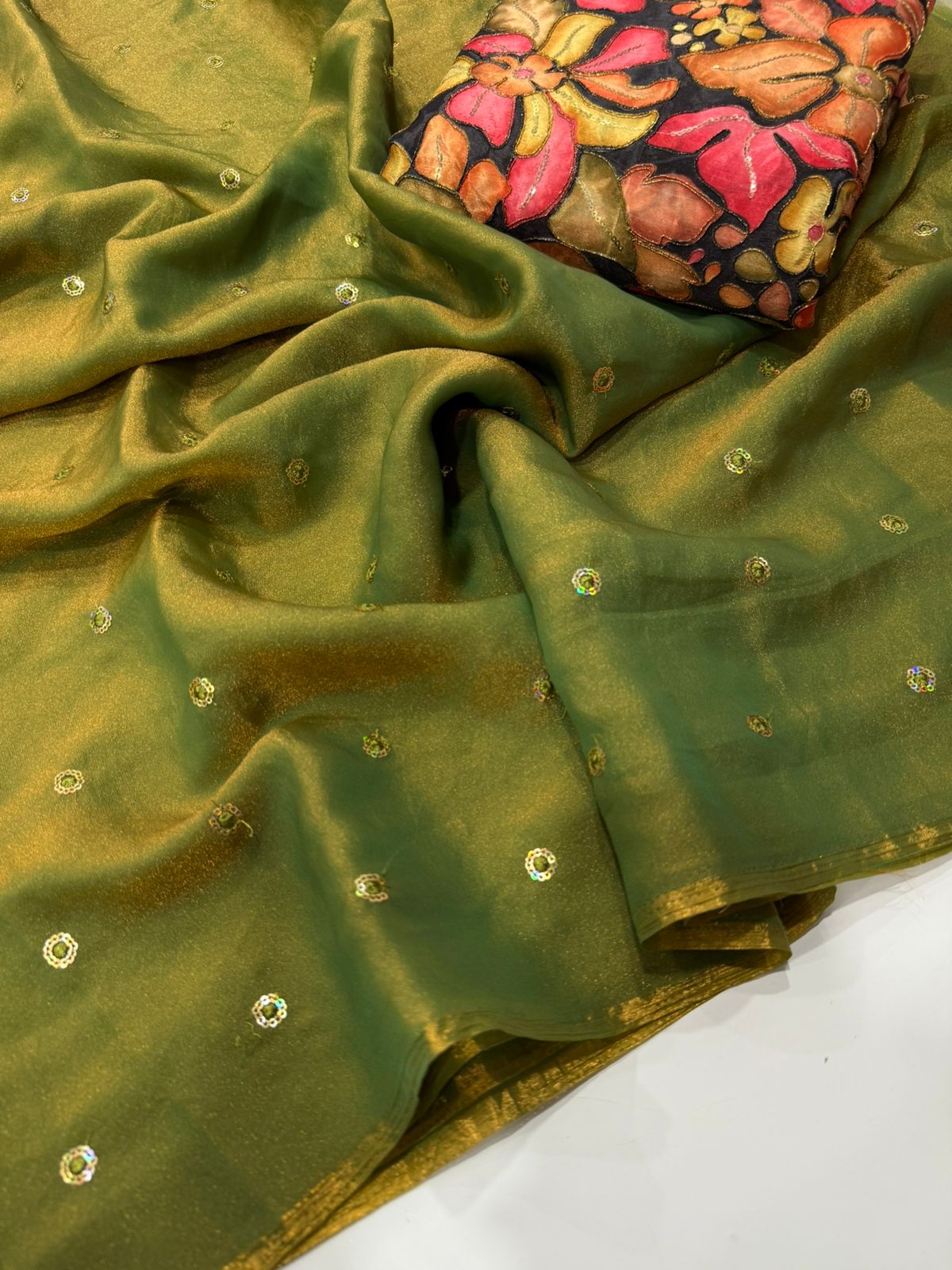 Space Silk Sarees with Sequence Work