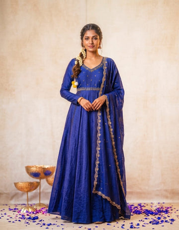 Designer Maggam Hand Work Gowns With Duppata