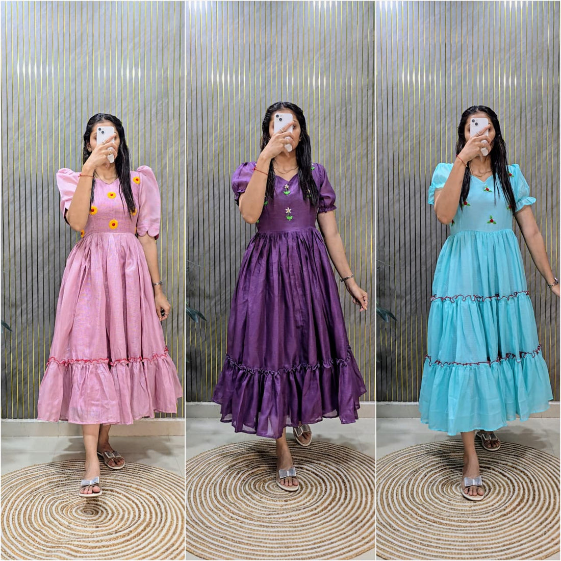 Premium Kota Check Silk Gowns