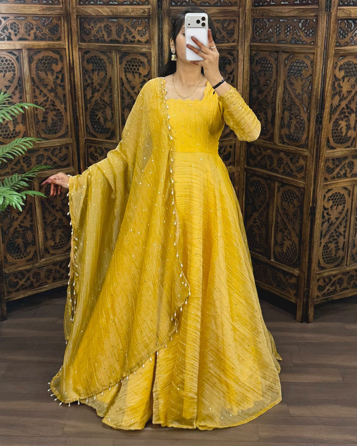 Premium South Salsa Silk Gown with Dupatta
