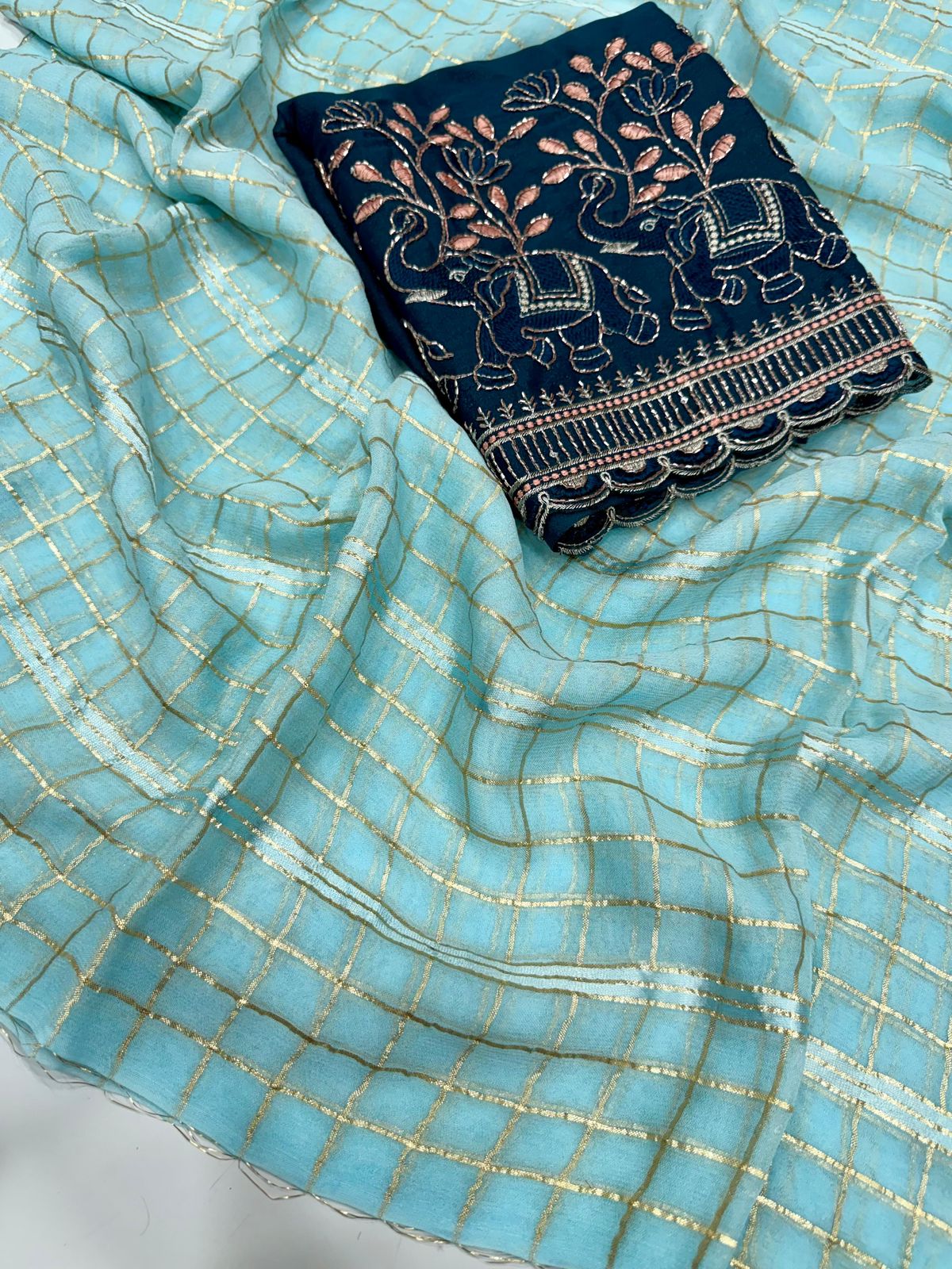 Viscose Georgette Saree With Multi Bits Work Blouse
