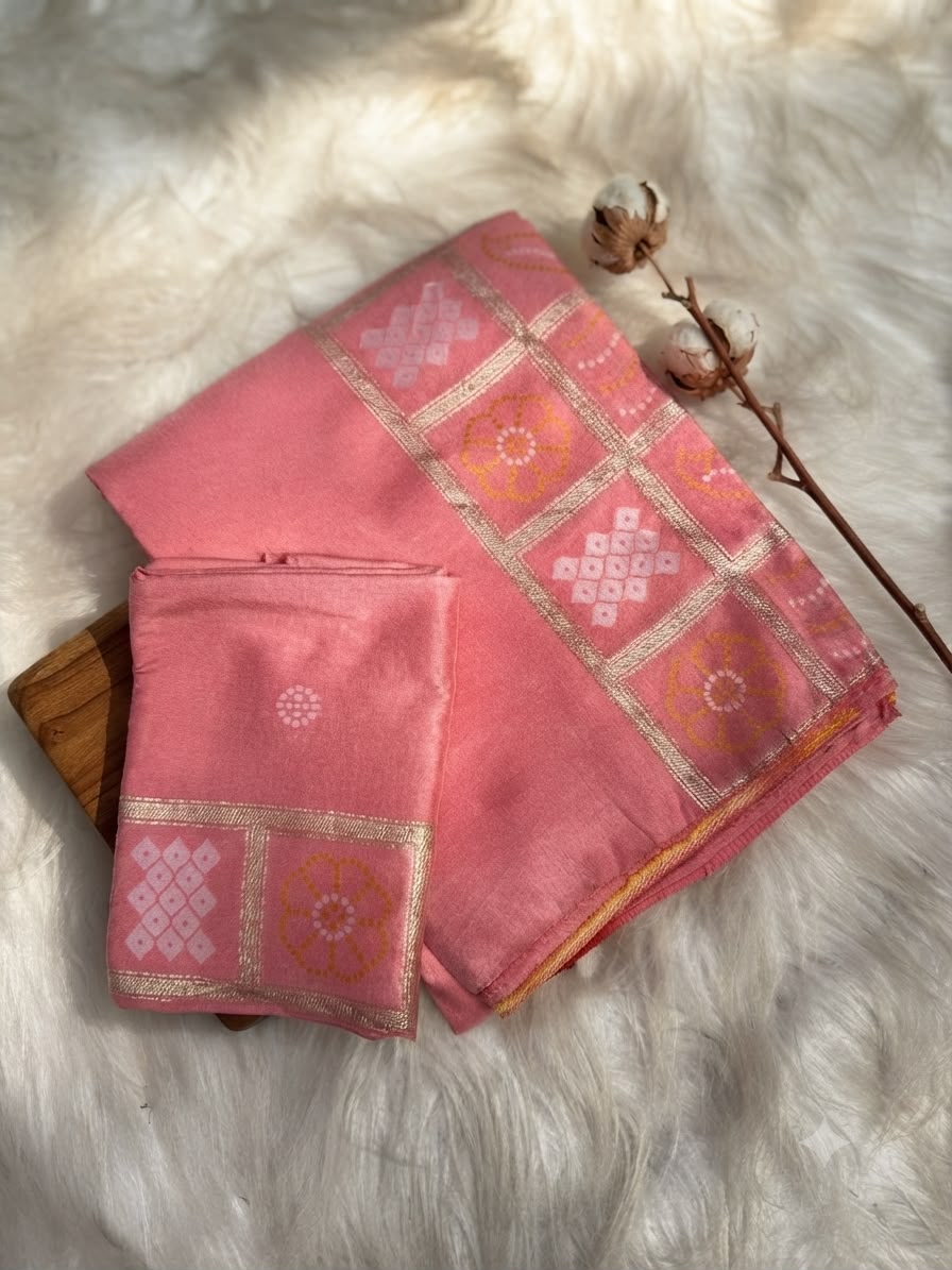 Semi Mysore Silk Sarees with Bandhni Pallu