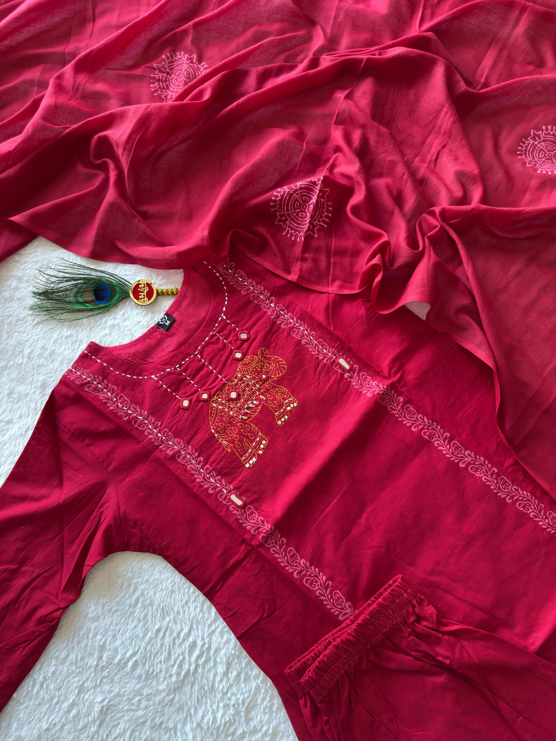 New Designer A-Line Kurti Pant Dupatta Set