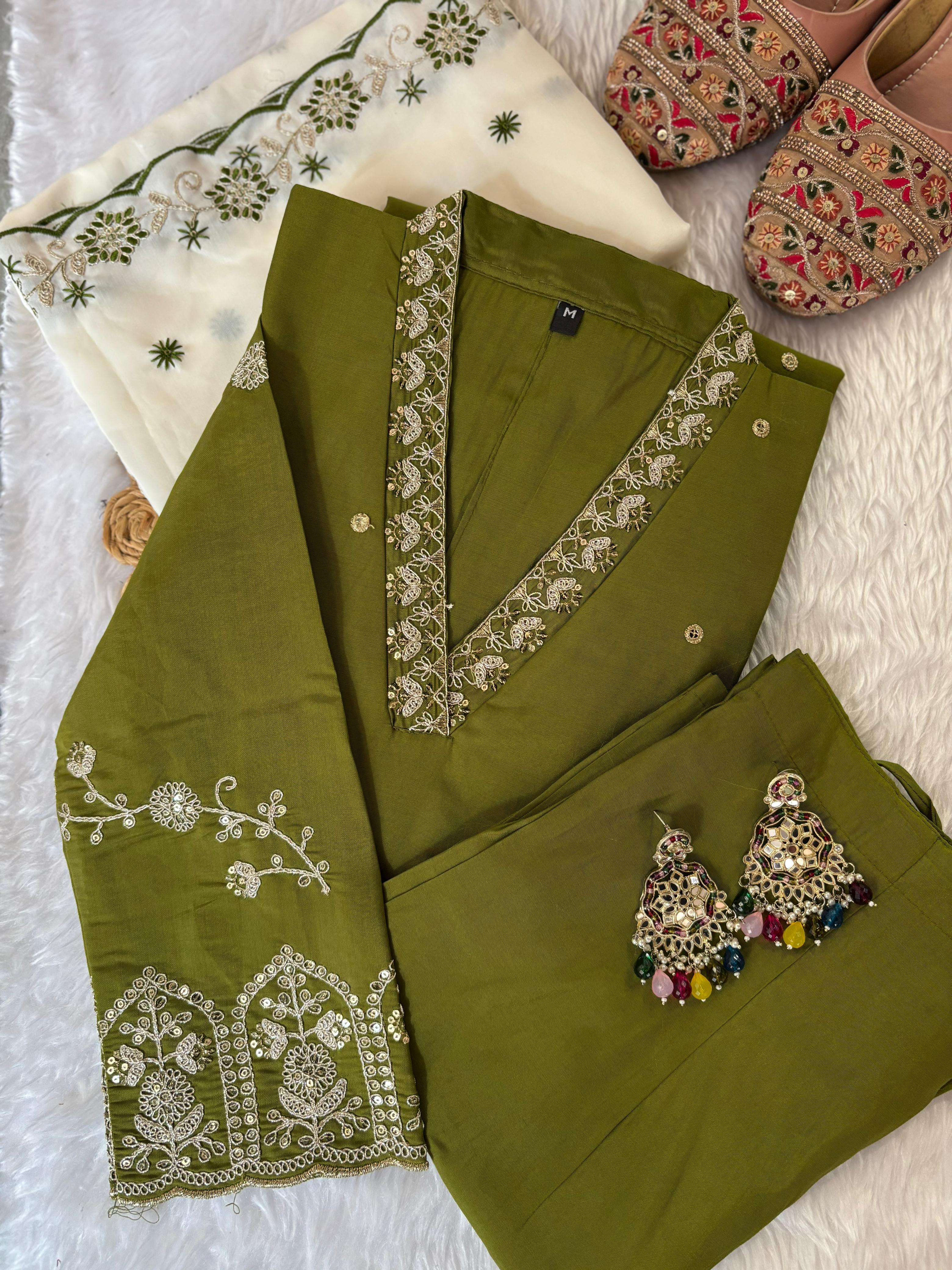 Partywear 3 piece kurti set